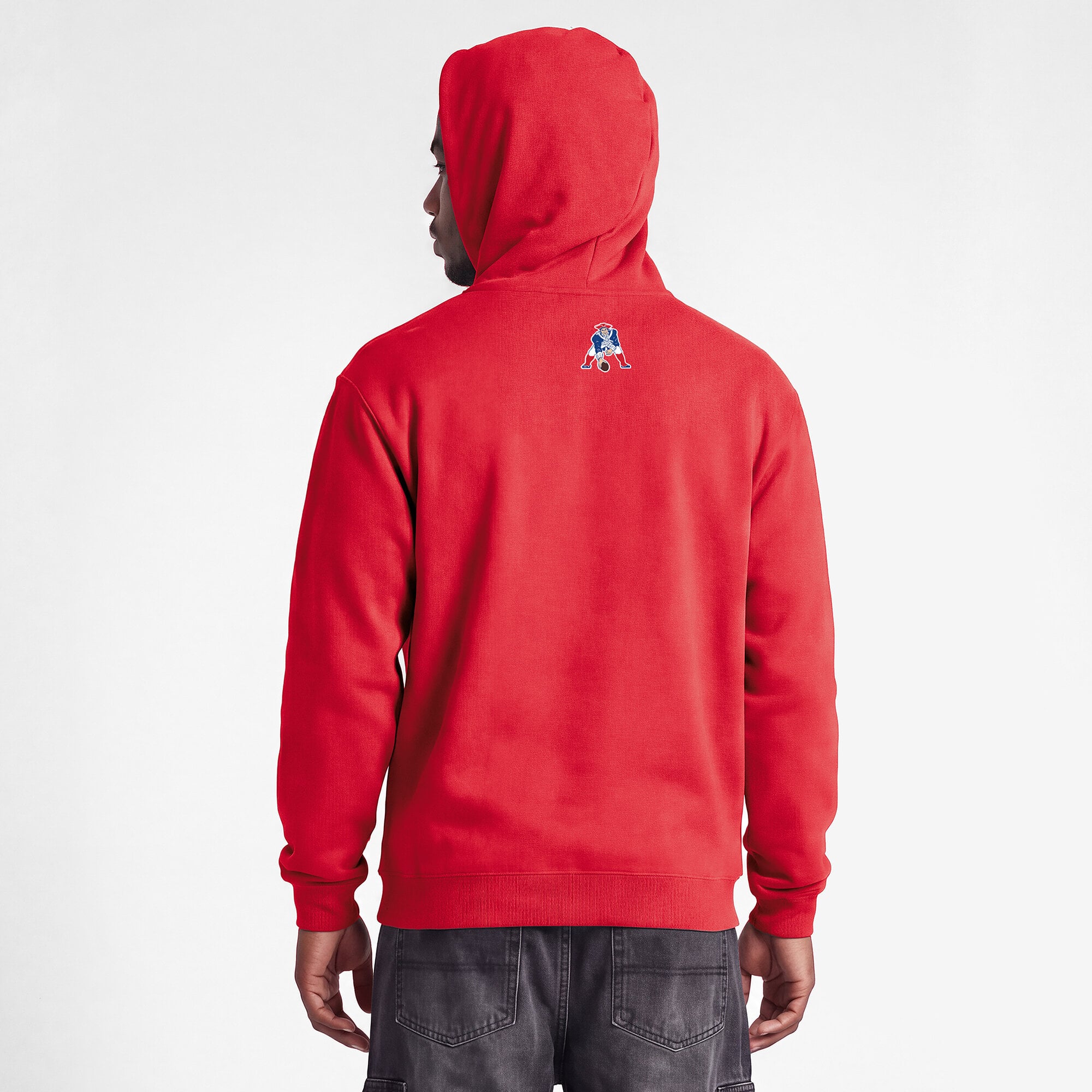 Men's Disney x Champion  Red New England Patriots Powerblend Full Front Sweatshirt