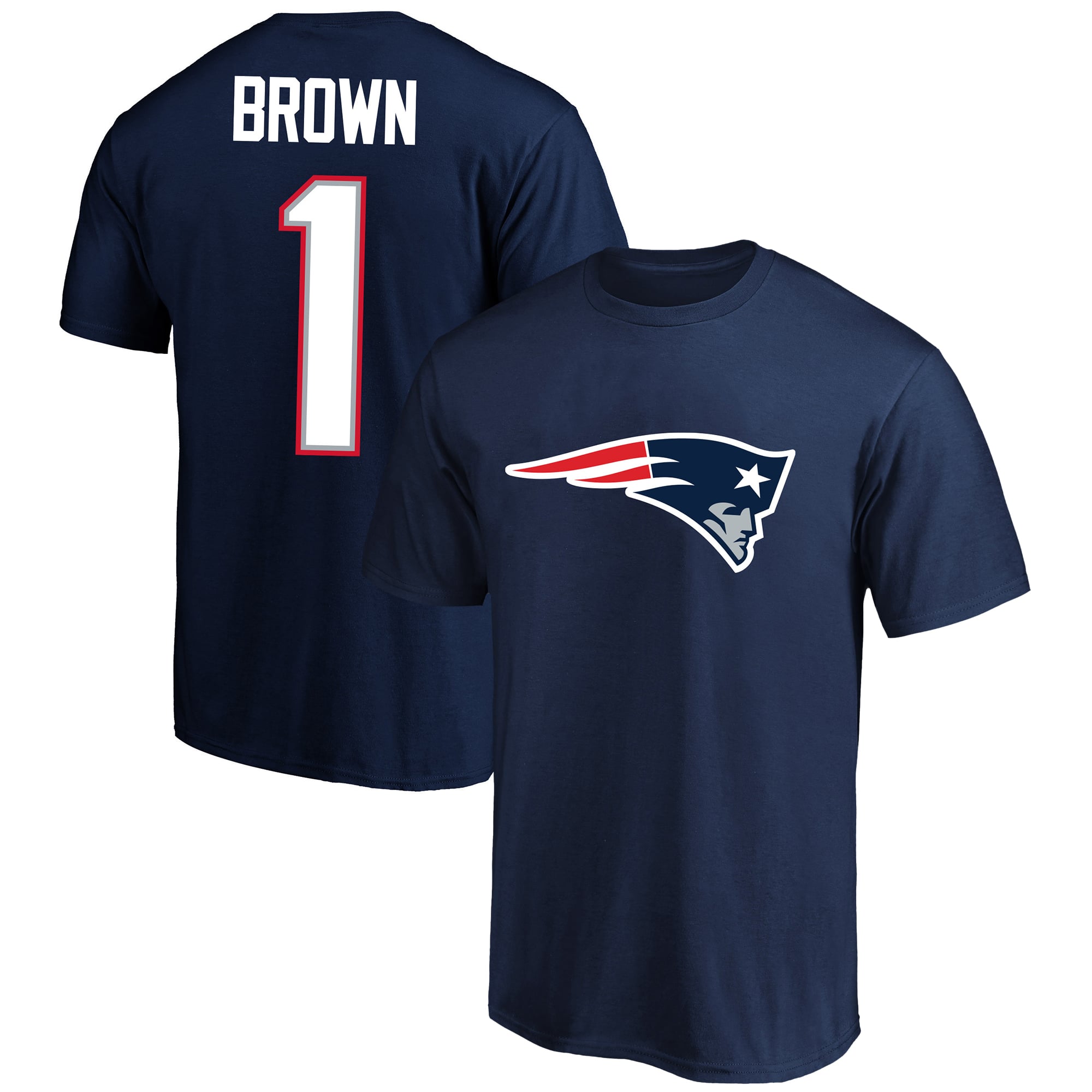 Men's Fanatics A.J. Brown Navy New England Patriots Big & Tall Player Name Number T-Shirt