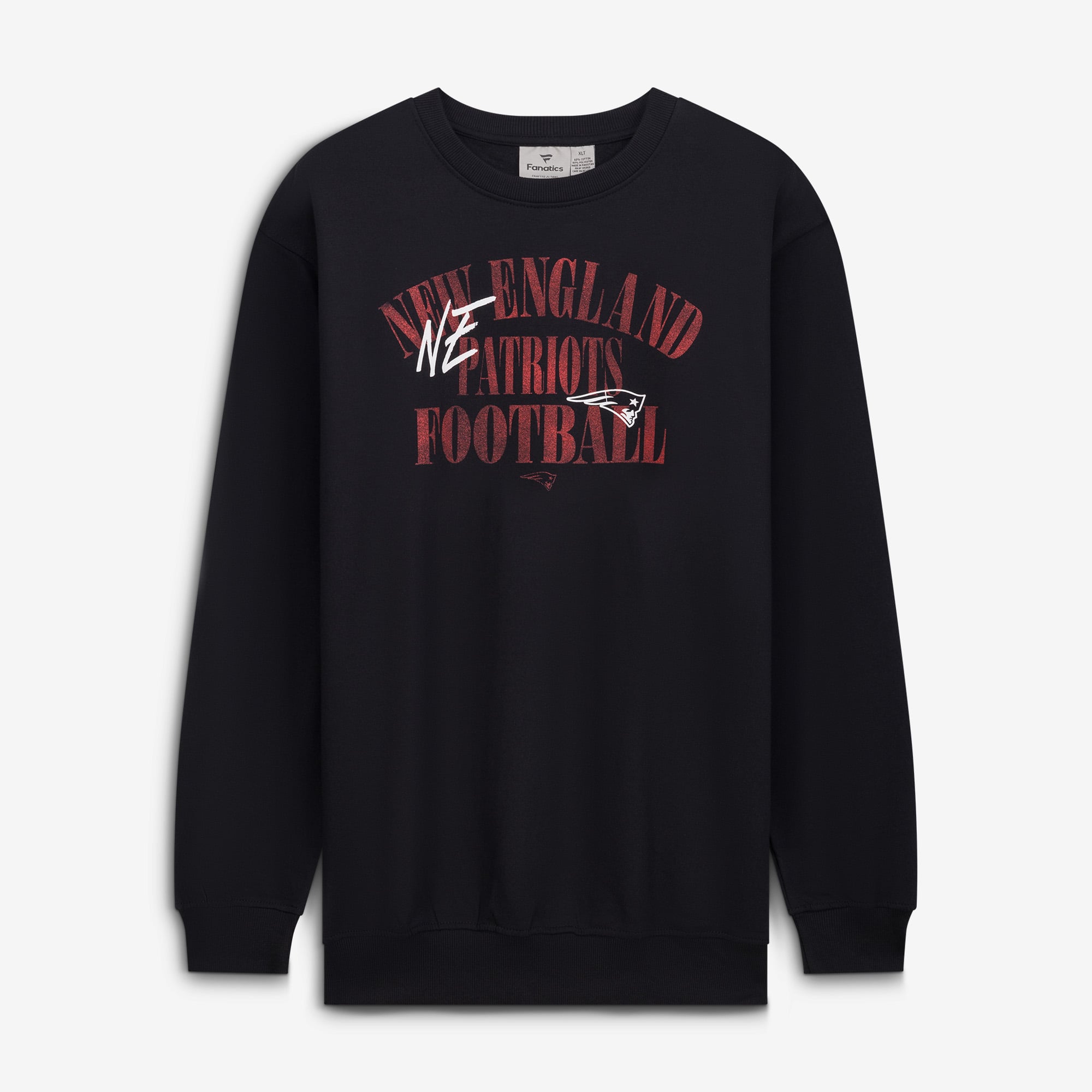 Sweat-shirt Fanatics noir pour homme, New England Patriots, grandes tailles, coupe décontractée mi-temps
