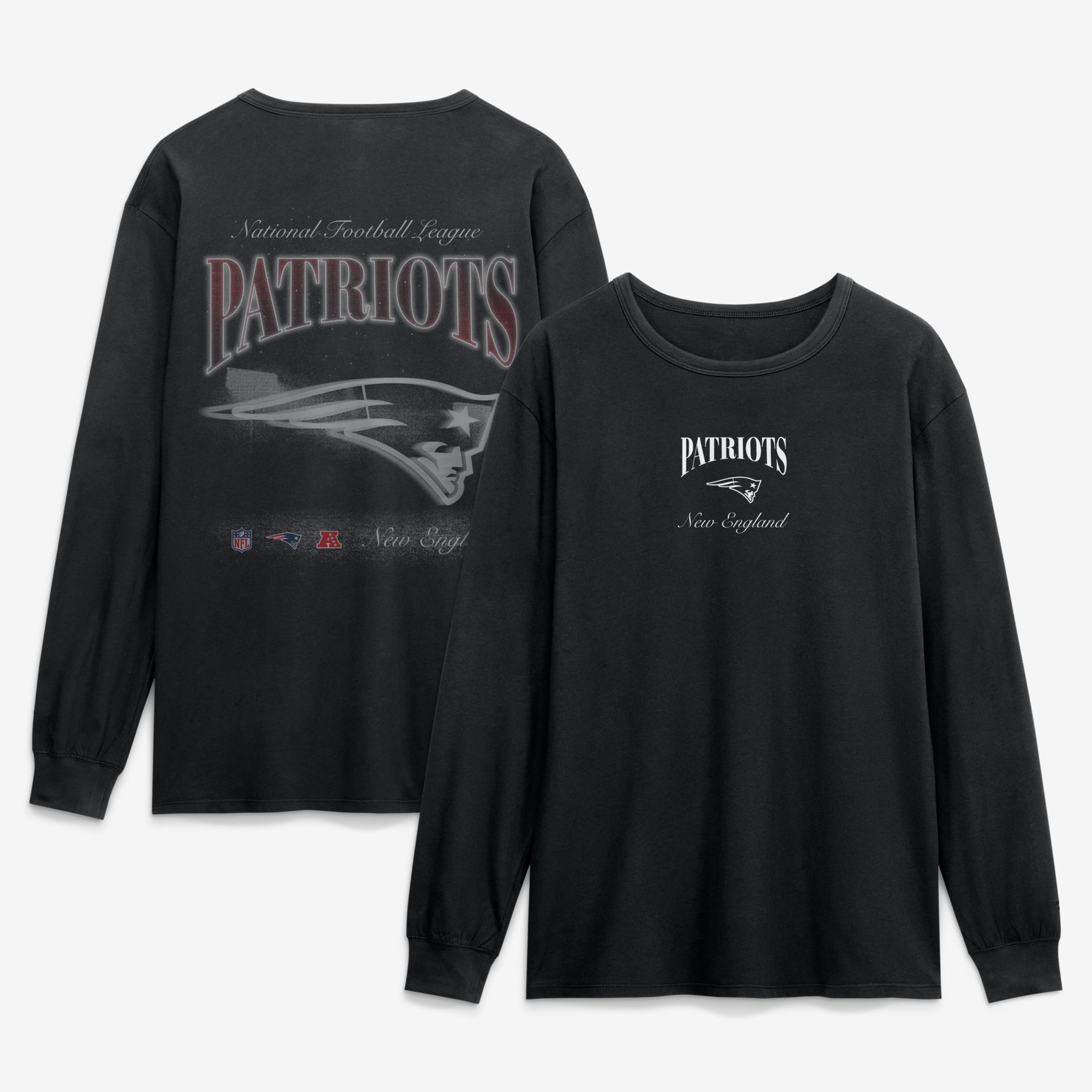 T-shirt à manches longues Fanatics noir pour homme, New England Patriots Midnight Falls