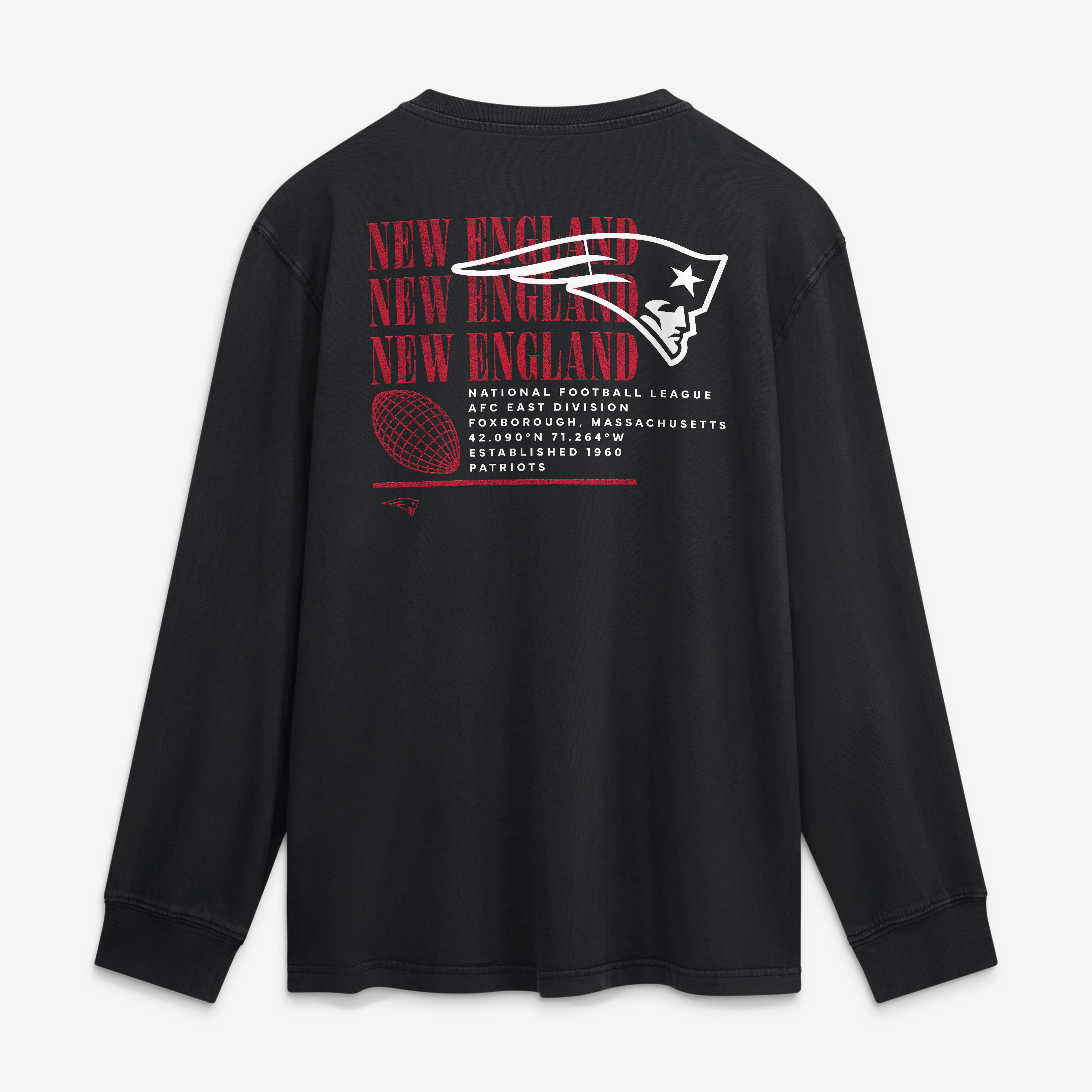 T-shirt à manches longues Fanatics noir pour homme, modèle New England Patriots, coupe décontractée, style Fullback Drive