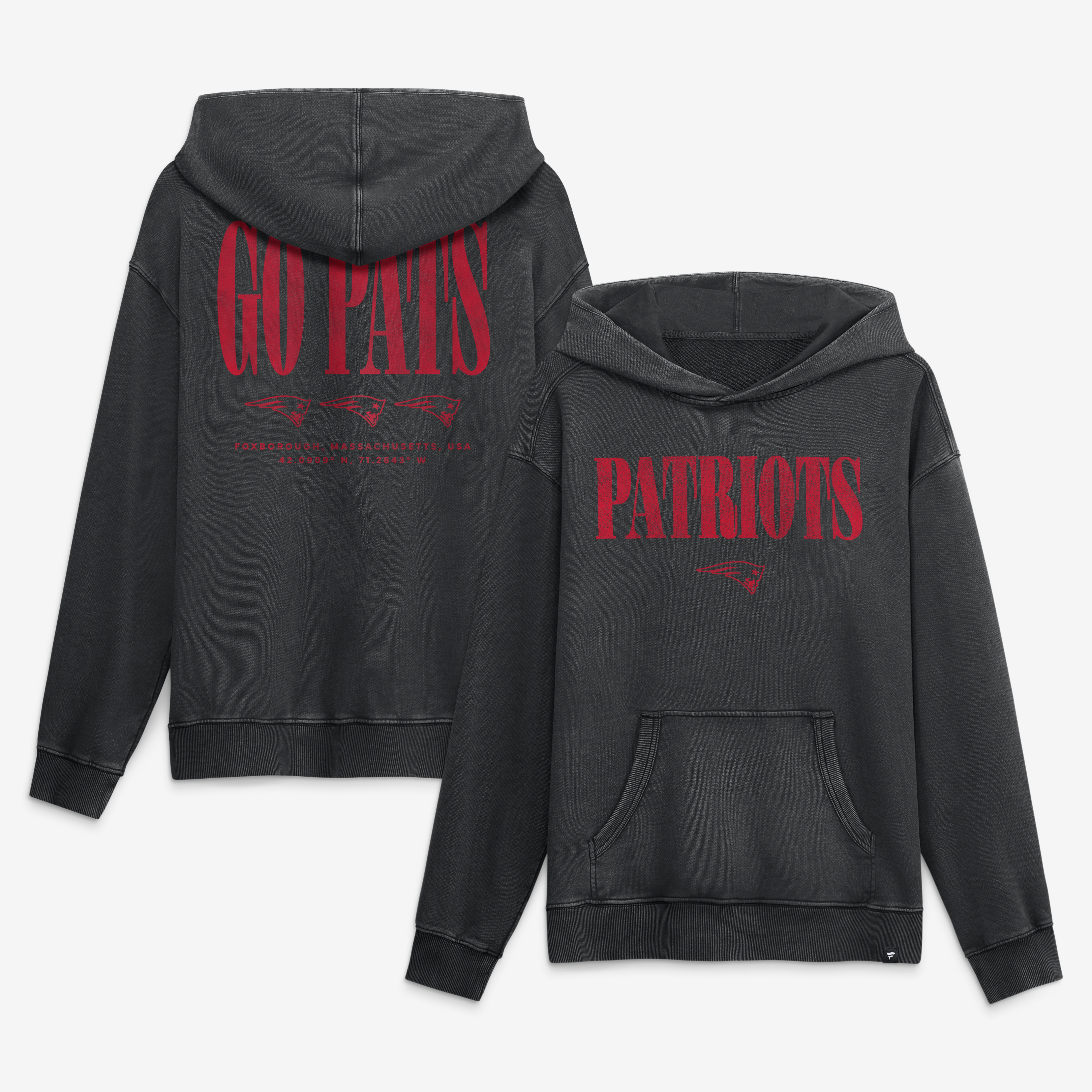 Men's Fanatics Black New England Patriots Relaxed Intense Rivalry French Terry Hoodie