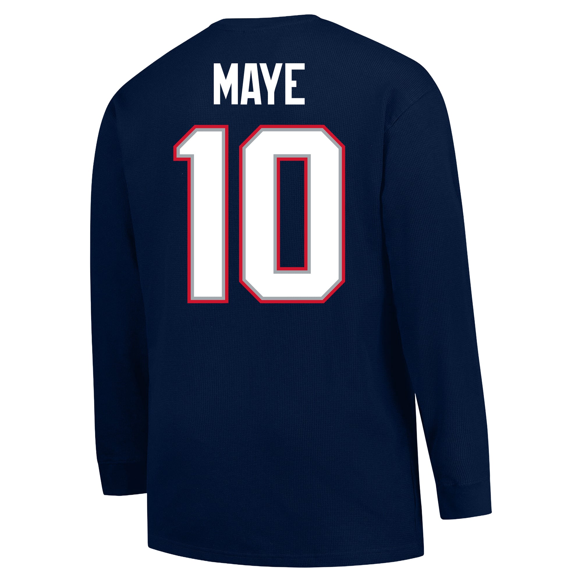 Men's Fanatics Drake Maye Navy New England Patriots Big & Tall Thermal Waffle Long Sleeve T-Shirt