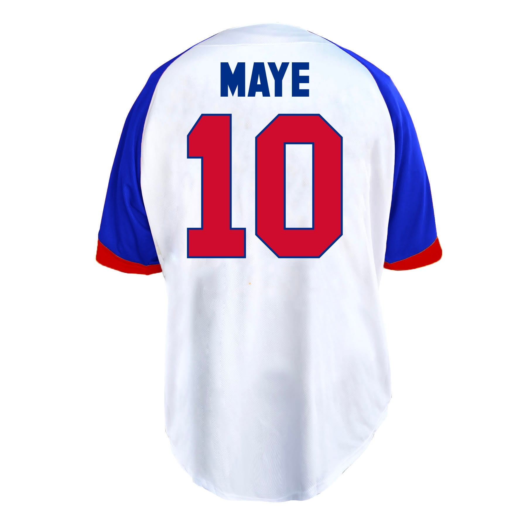 Men's Fanatics Drake Maye White New England Patriots Big & Tall Button-Up Baseball Jersey Top