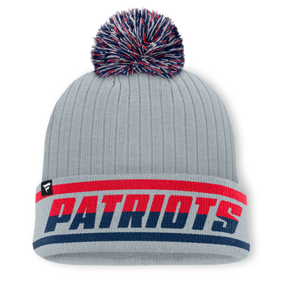 New England Patriots Fanatics Fissure Cuffed Knit Hat with Pom - Gray