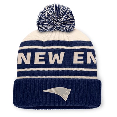 New England Patriots Fanatics Men's Cuffed Knit Hat with Pom - Navy