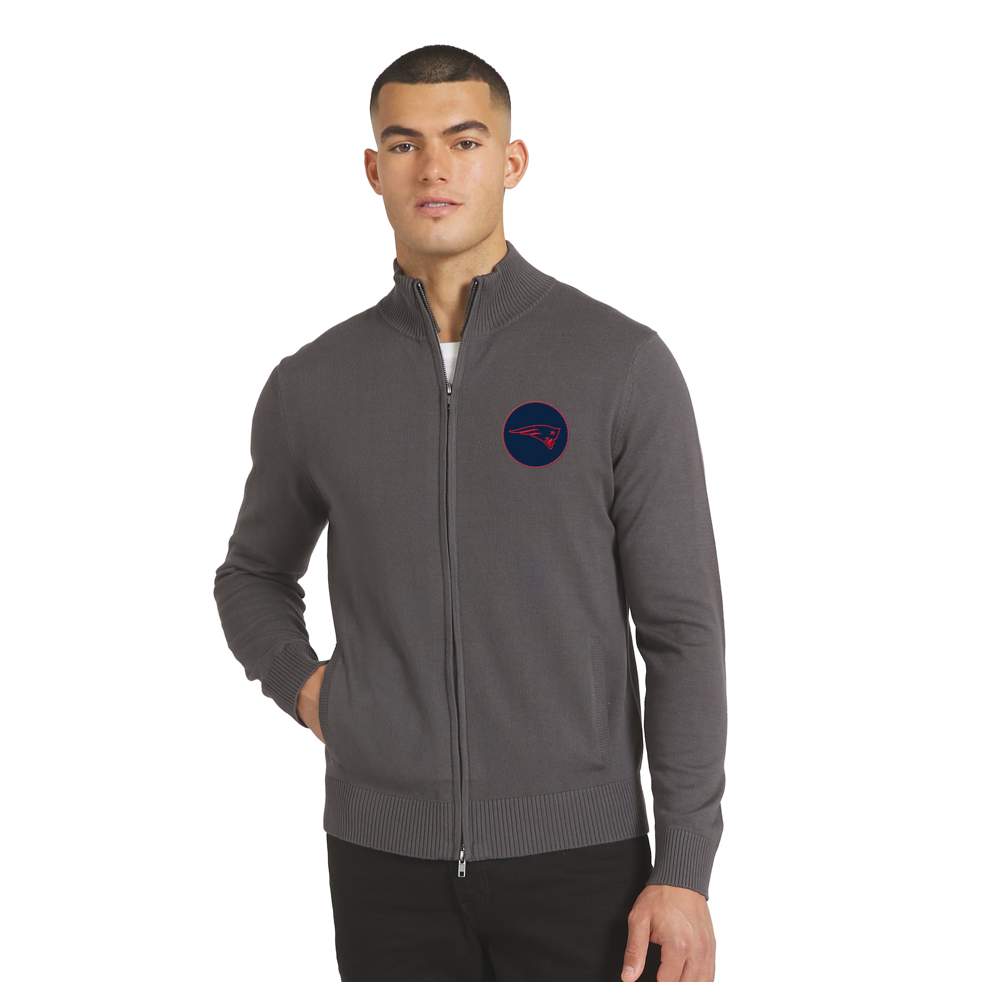 Men's J. Palmer Charcoal New England Patriots All-Season Full-Zip Sweater