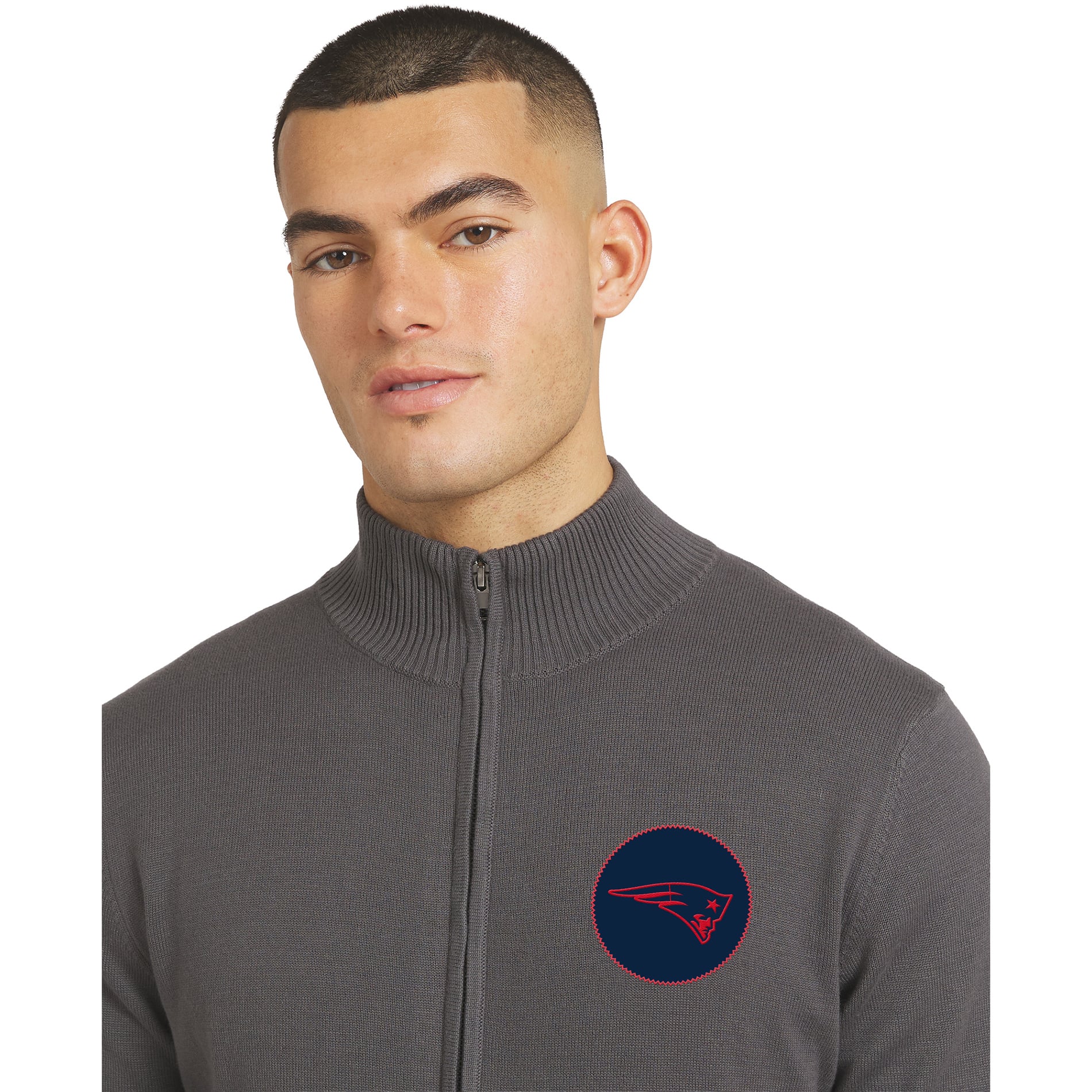 Men's J. Palmer Charcoal New England Patriots All-Season Full-Zip Sweater