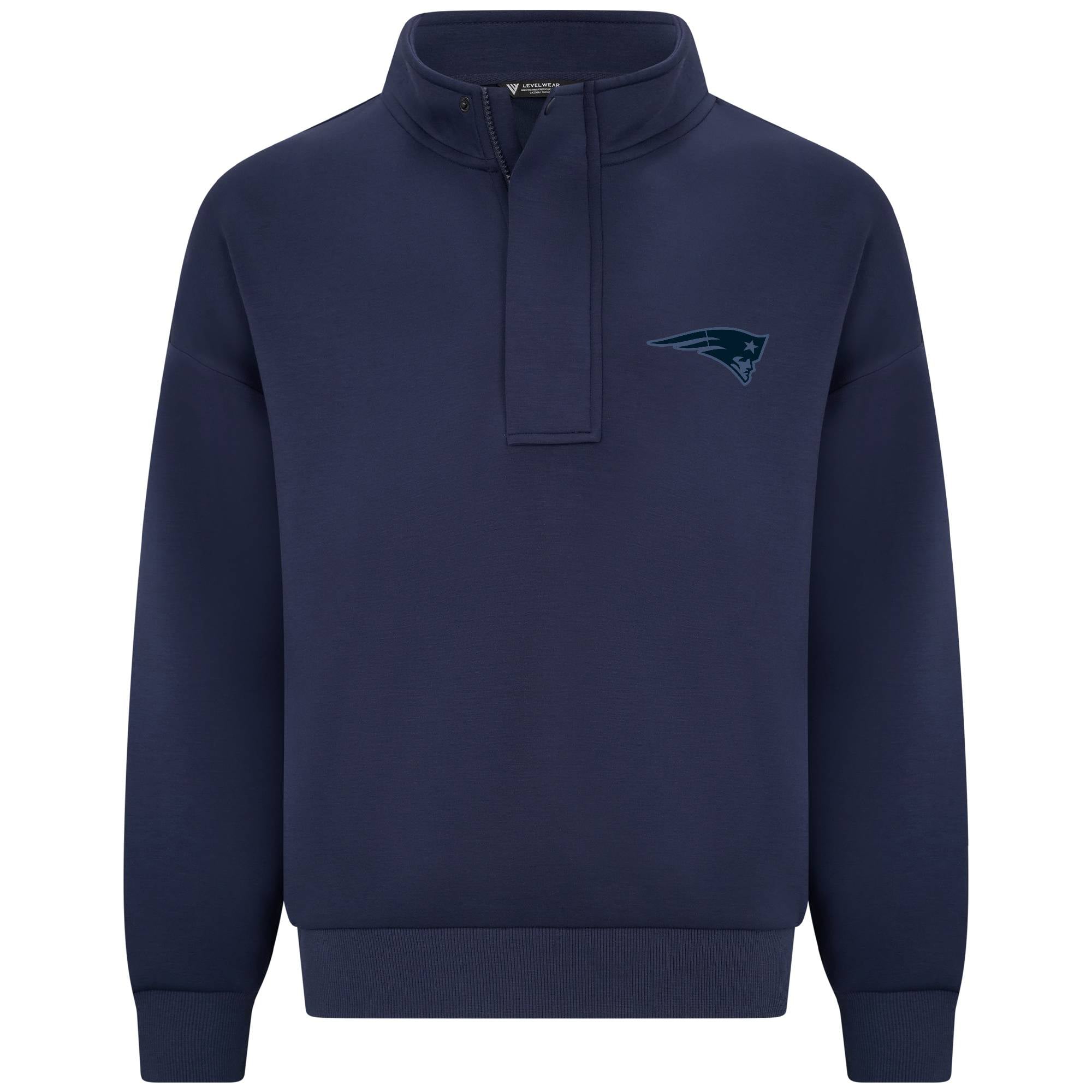 Pull à col zippé Levelwear bleu marine New England Patriots Core Logo Luxe Stein pour homme