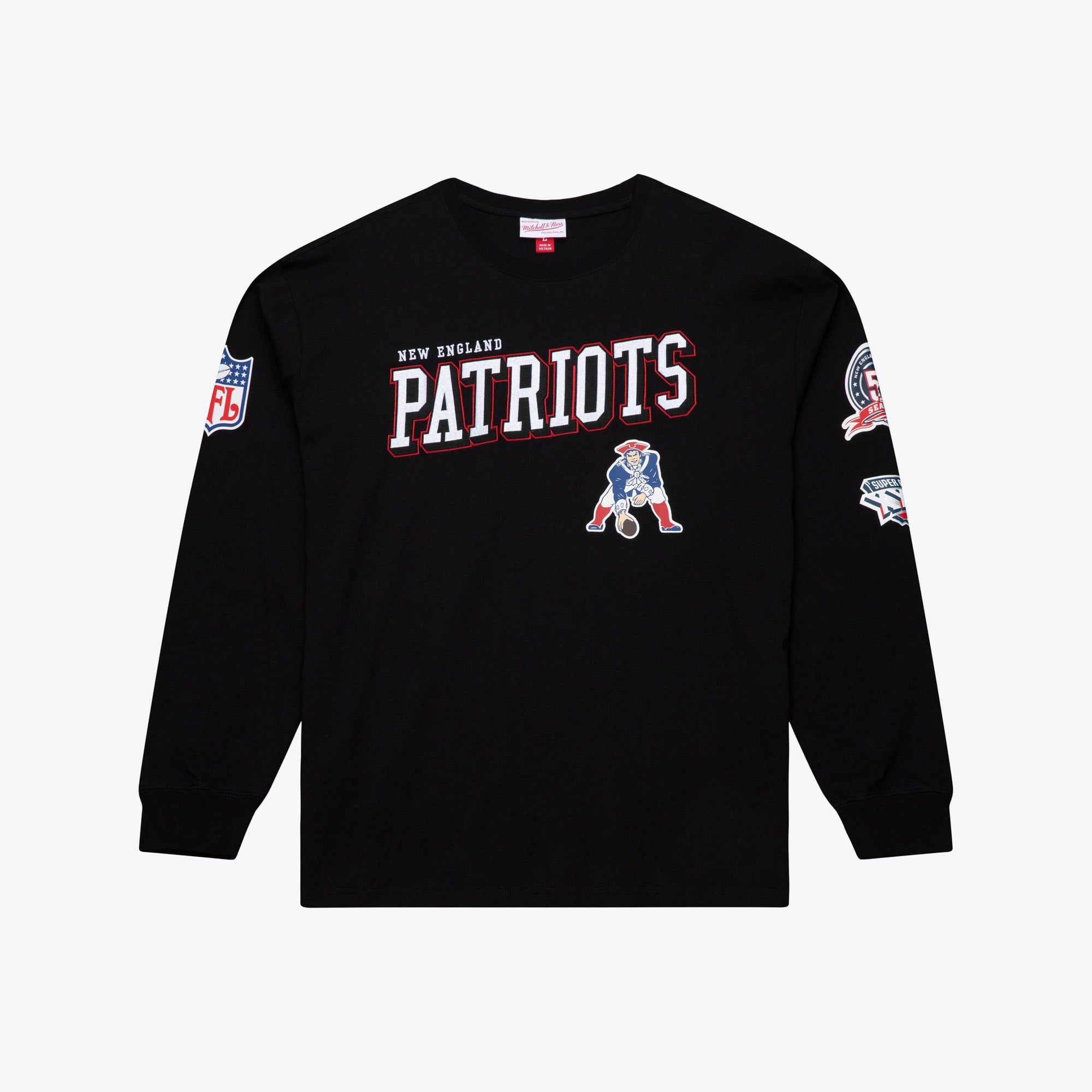 Men's Mitchell & Ness  Black New England Patriots Big Tall Training Camp Long Sleeve T-Shirt