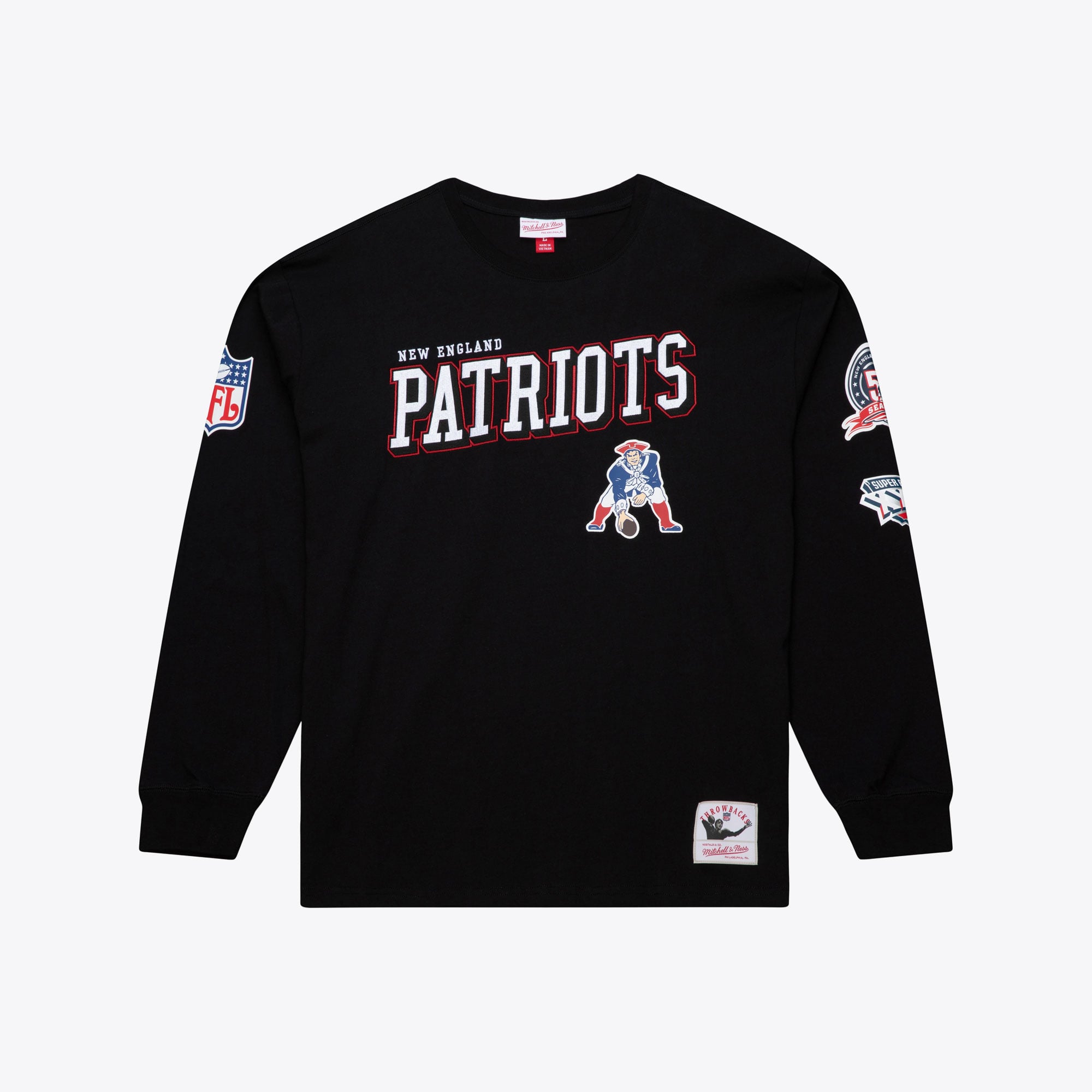 Men's Mitchell & Ness Black New England Patriots Big Tall Training Camp Long Sleeve T-Shirt