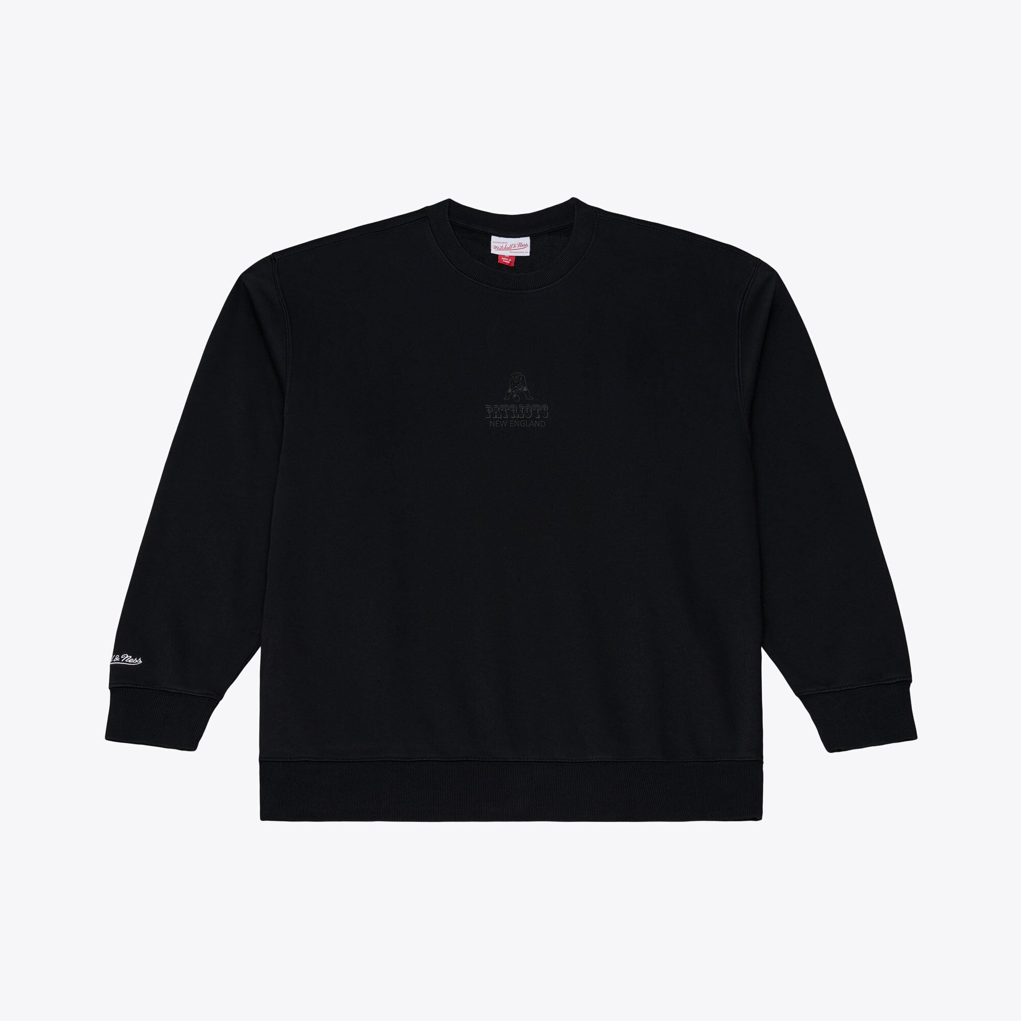 Men's Mitchell & Ness Black New England Patriots Core Essentials Micro Logo Fleece Sweatshirt