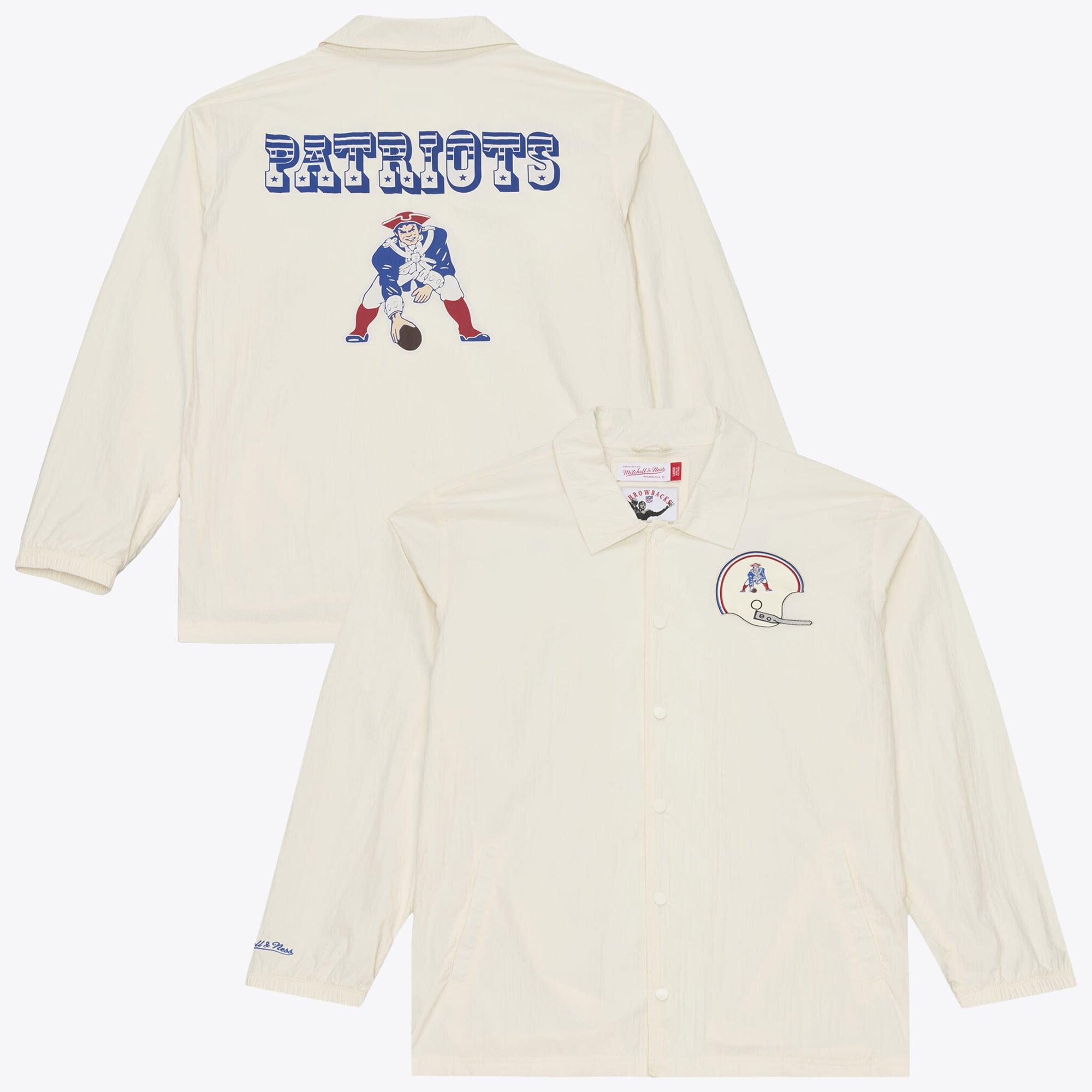 Veste d'entraîneur Mitchell & Ness crème New England Patriots Retro Roots pour homme
