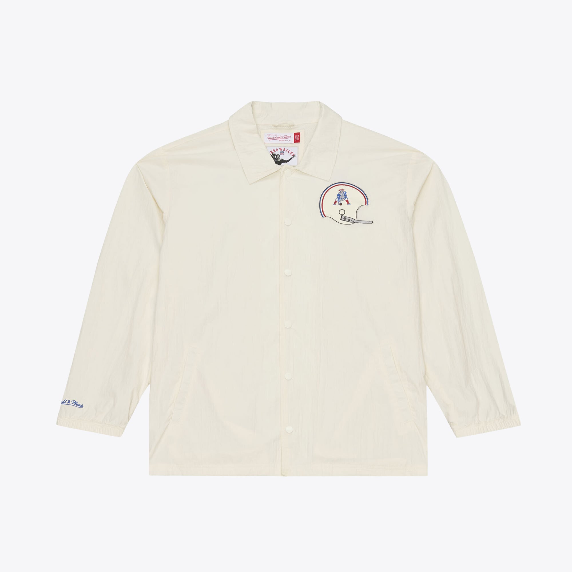 Veste d'entraîneur Mitchell & Ness crème New England Patriots Retro Roots pour homme