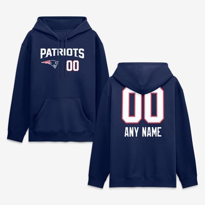 New England Patriots  Touchdown Wordmark Personalized Name & Number Hoodie - Navy