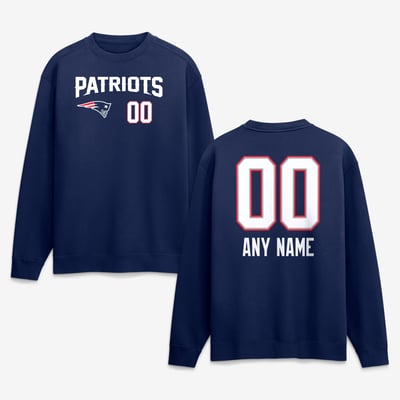 New England Patriots  Touchdown Wordmark Personalized Name & Number Sweatshirt - Navy
