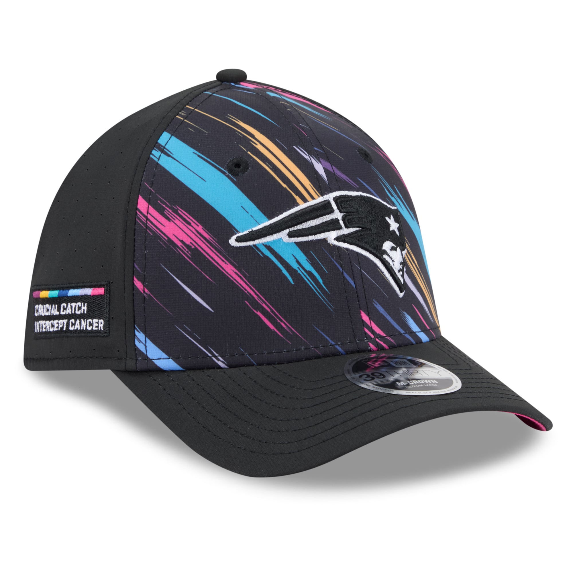 Men's New Era Black England Patriots 2026 NFL Crucial Catch 39THIRTY M-Crown Stretch Hat