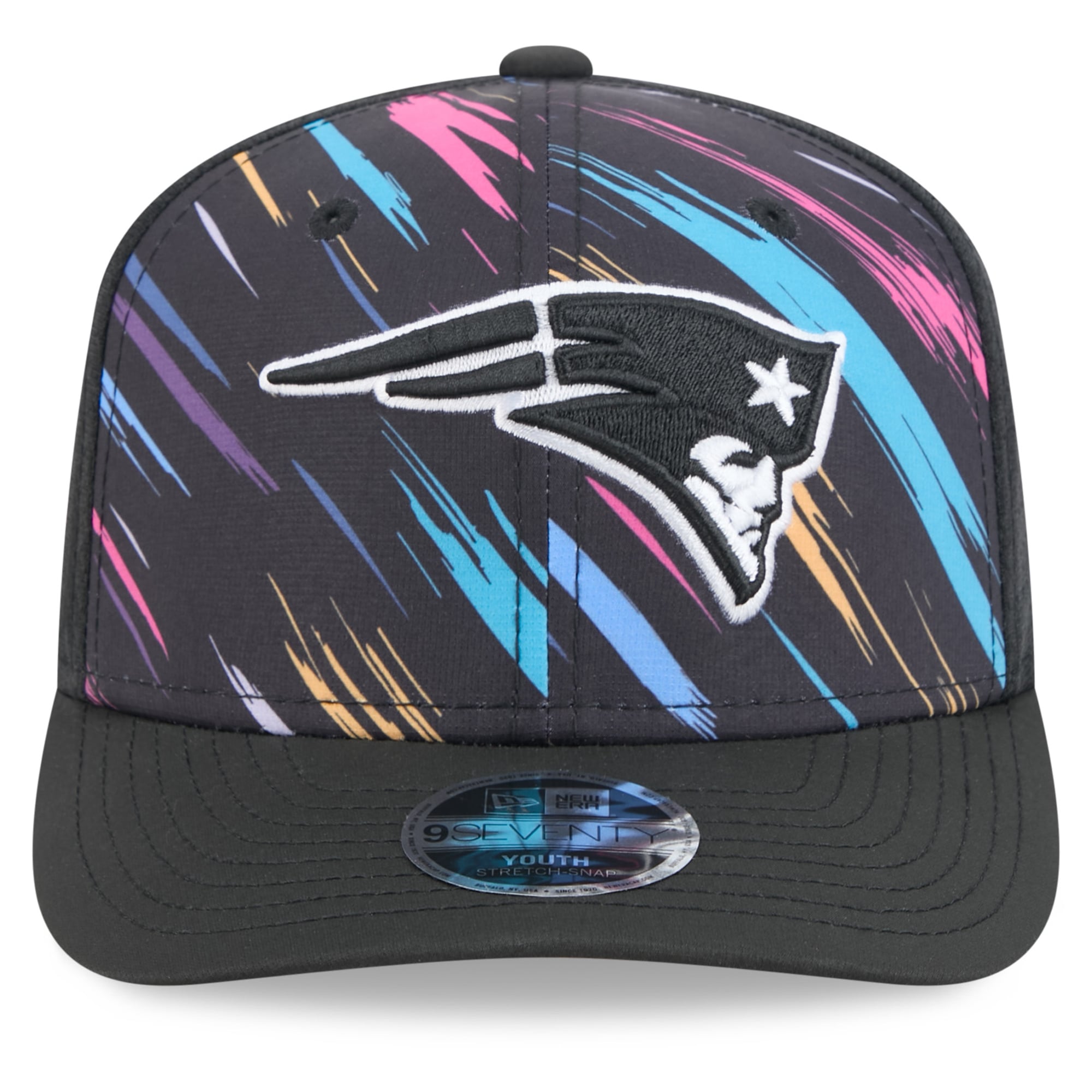 Men's New Era Black New England Patriots 2026 NFL Crucial Catch 9SEVENTY Adjustable Trucker Hat