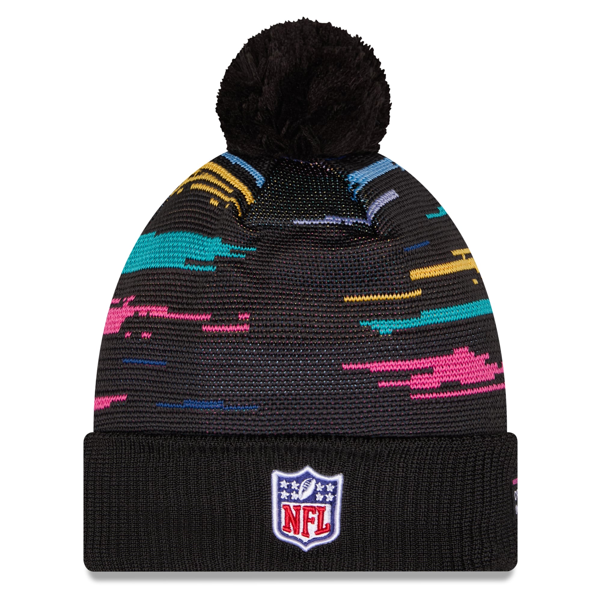 Men's New Era Black New England Patriots 2026 NFL Crucial Catch Cuffed Knit Hat with Pom