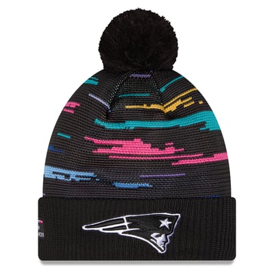 New England Patriots New Era 2026 NFL Crucial Catch Cuffed Knit Hat with Pom - Black