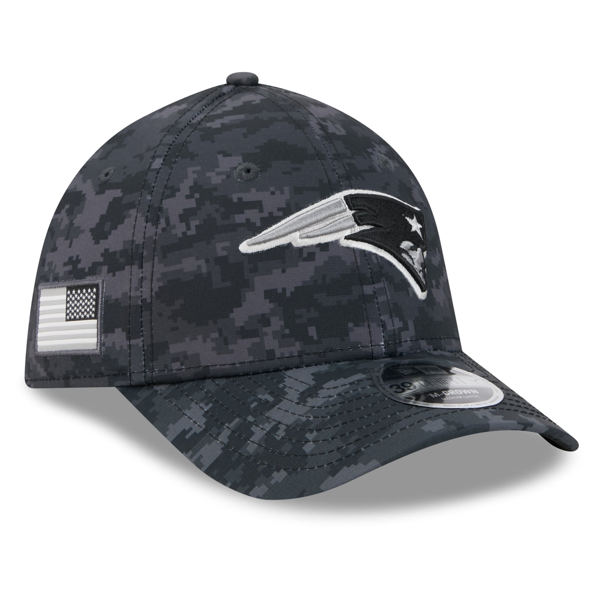 Men's New Era Black England Patriots 2026 Salute To Service 39THIRTY M-Crown Stretch Hat