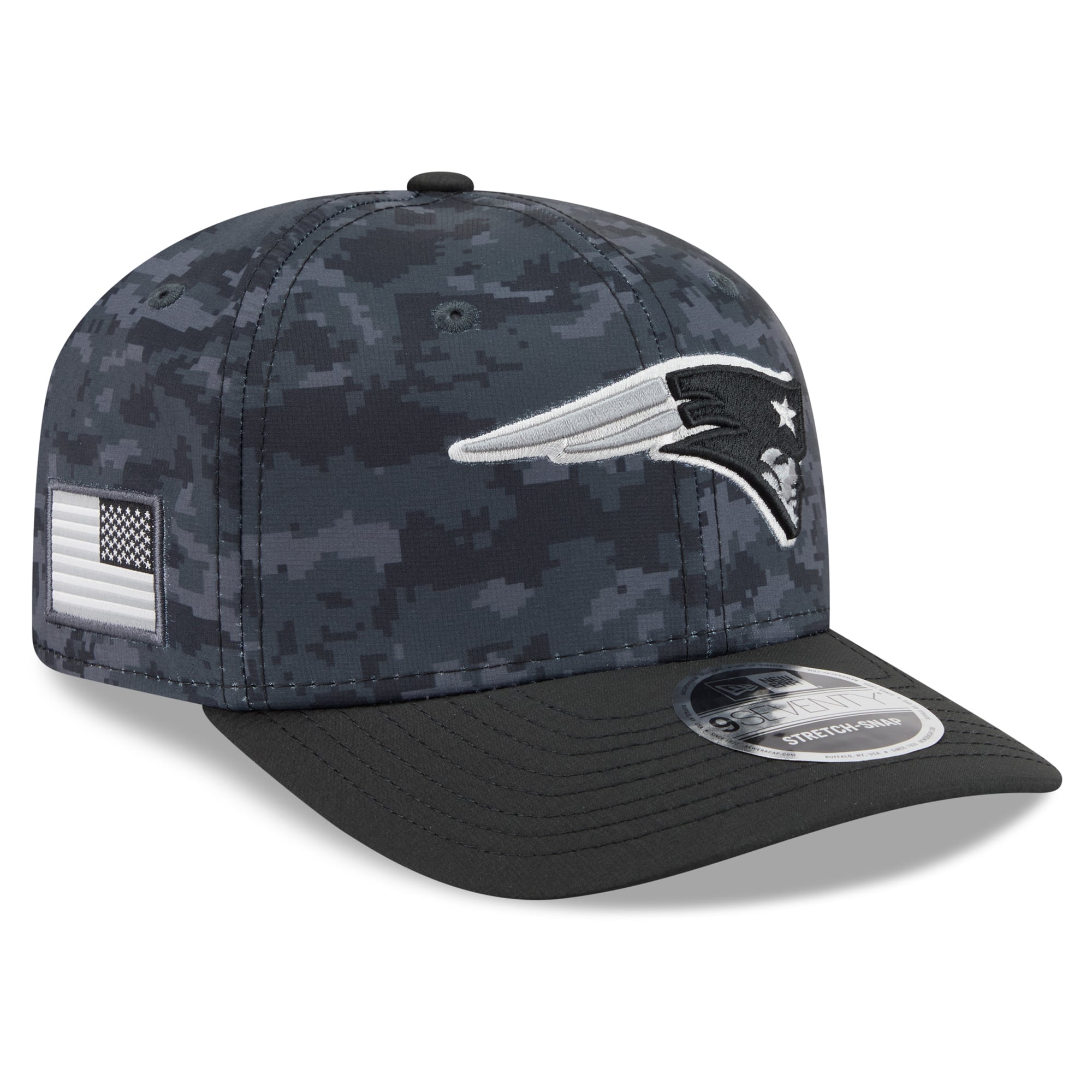 Casquette ajustable New Era noire pour homme New England Patriots 2026 Salute To Service 9SEVENTY