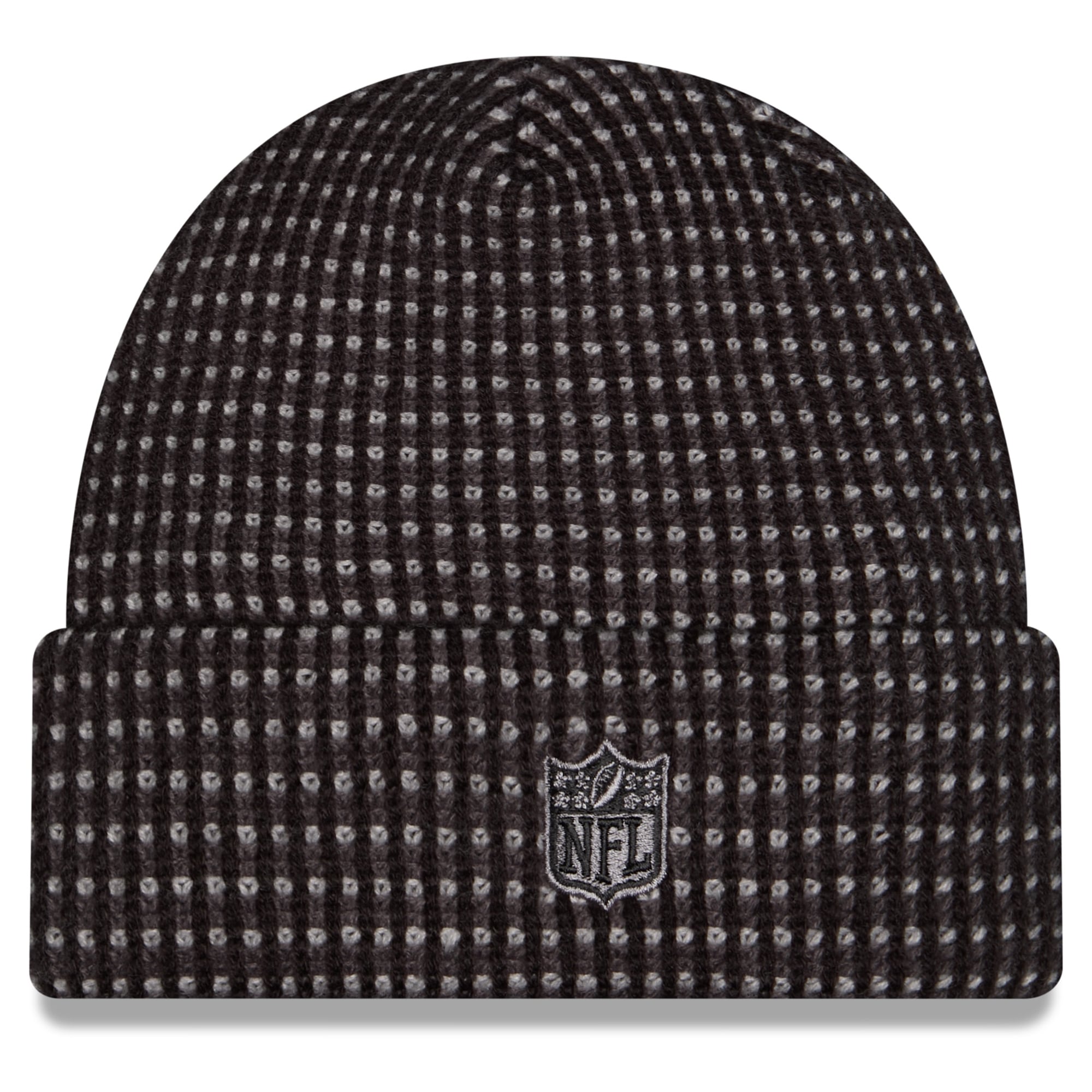 Bonnet à revers New Era noir pour homme, modèle New England Patriots 2026, idéal pour les temps froids.