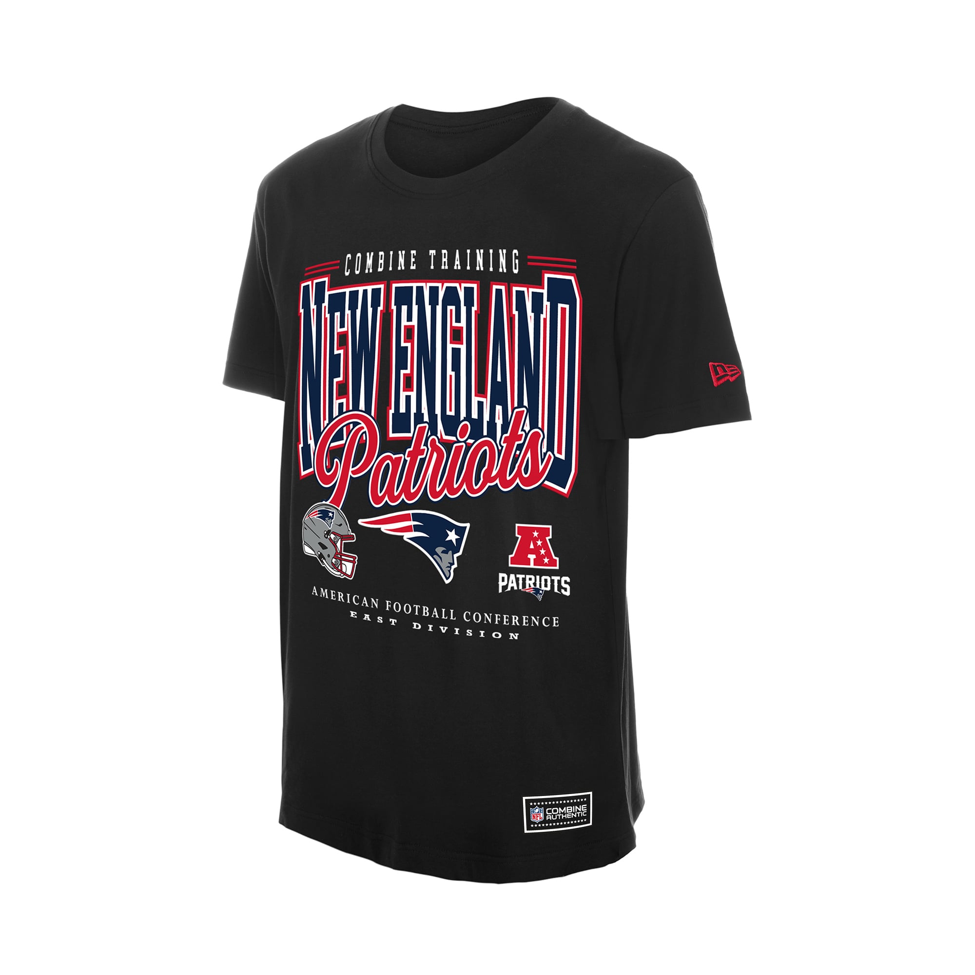 T-shirt authentique New Era noir pour homme, modèle England Patriots Combine