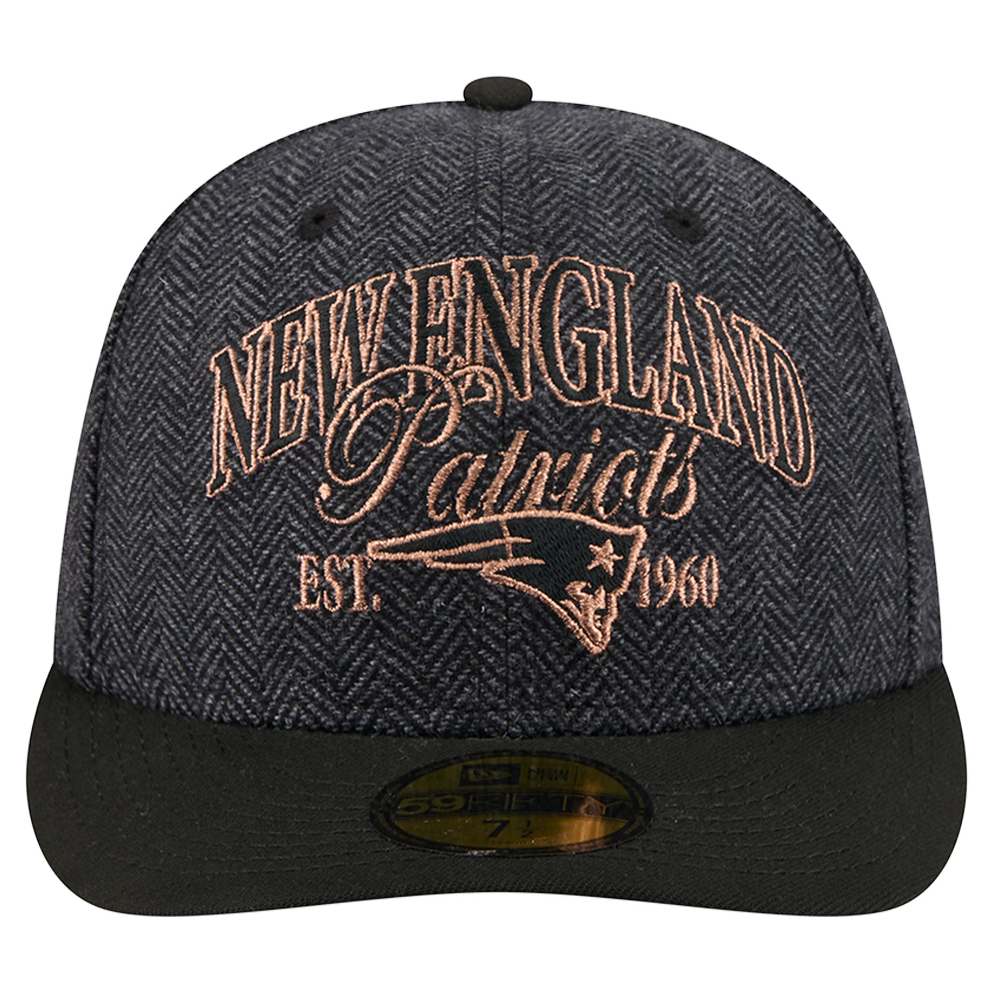 Casquette ajustée New Era 59FIFTY pour homme, noire, England Patriots, en fausse laine.
