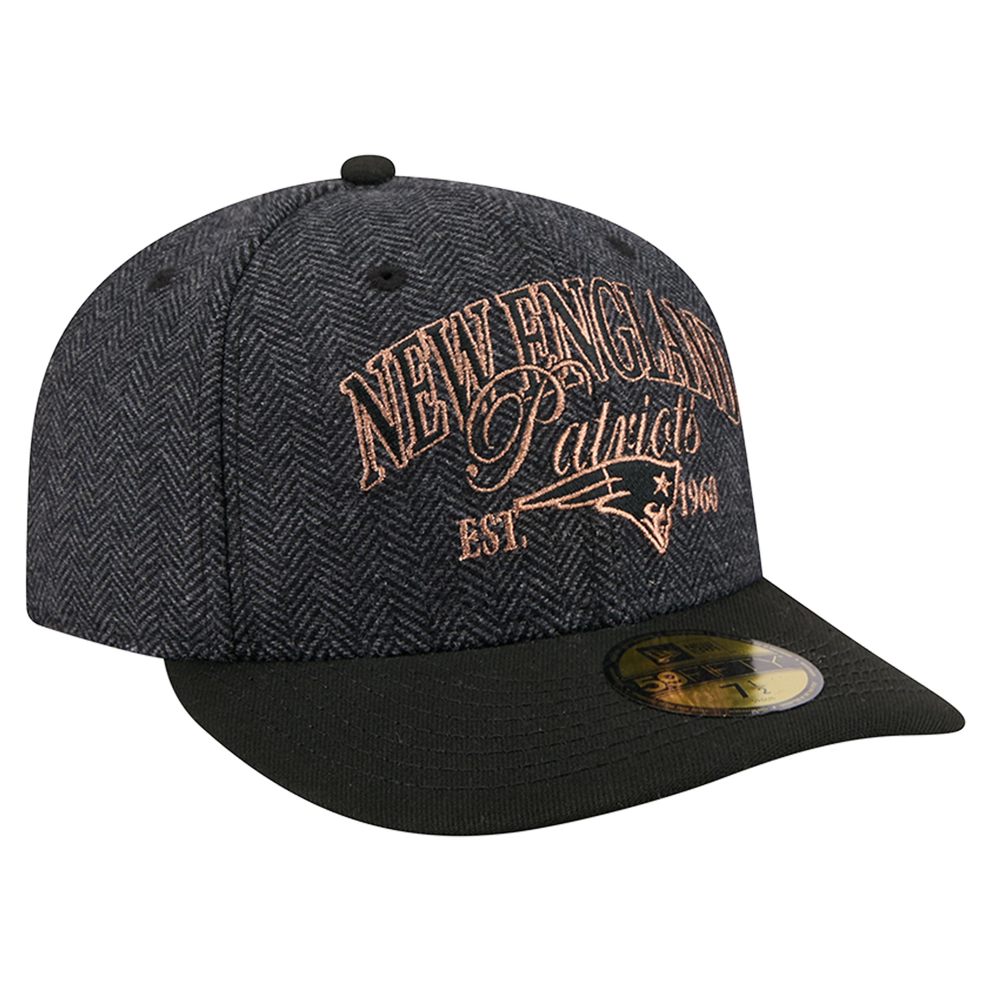 Casquette ajustée New Era 59FIFTY pour homme, noire, England Patriots, en fausse laine.