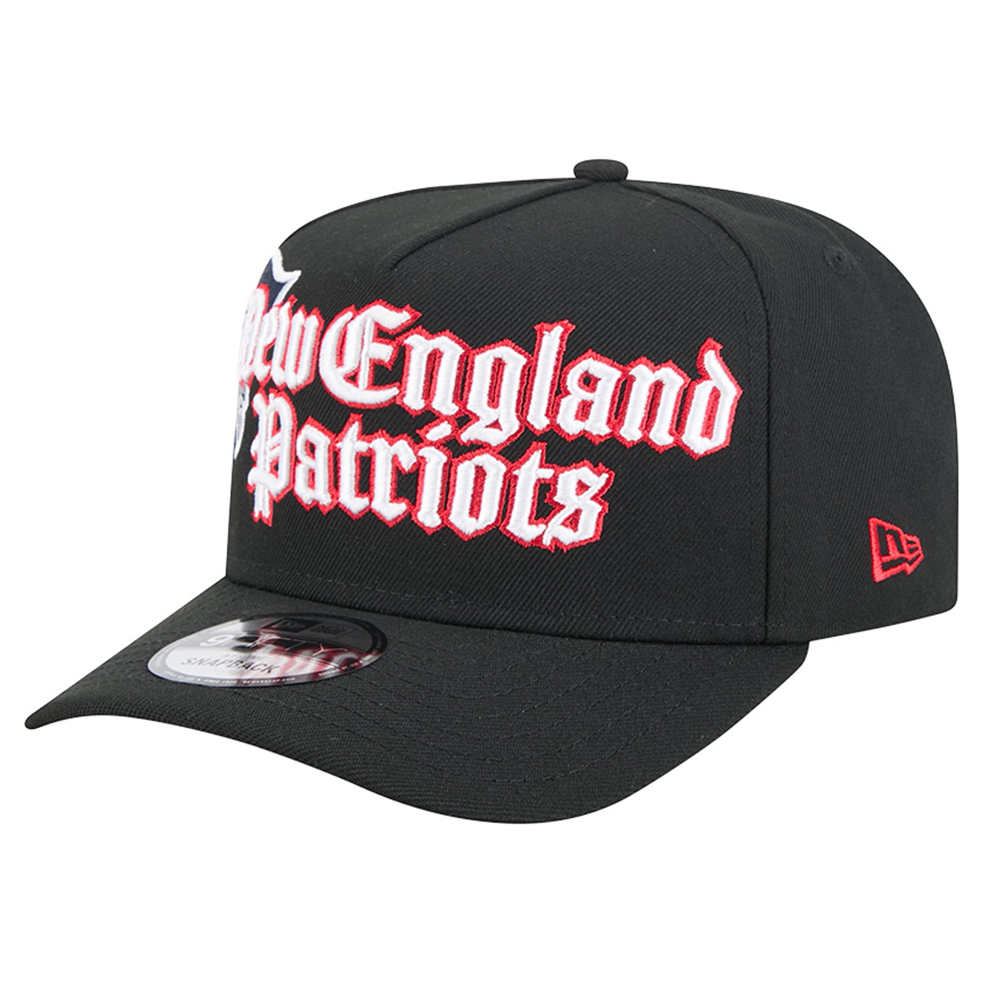 Casquette snapback New Era 9FIFTY noire pour homme, modèle Proud A-Frame, aux couleurs des New England Patriots.