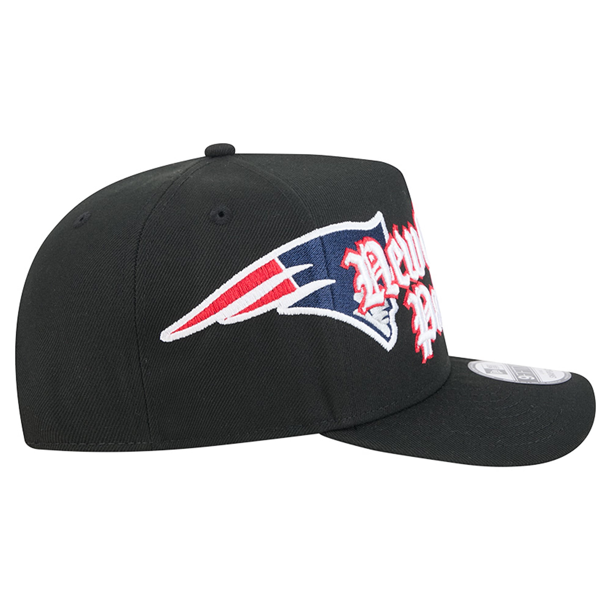 Casquette snapback New Era 9FIFTY noire pour homme, modèle Proud A-Frame, aux couleurs des New England Patriots.