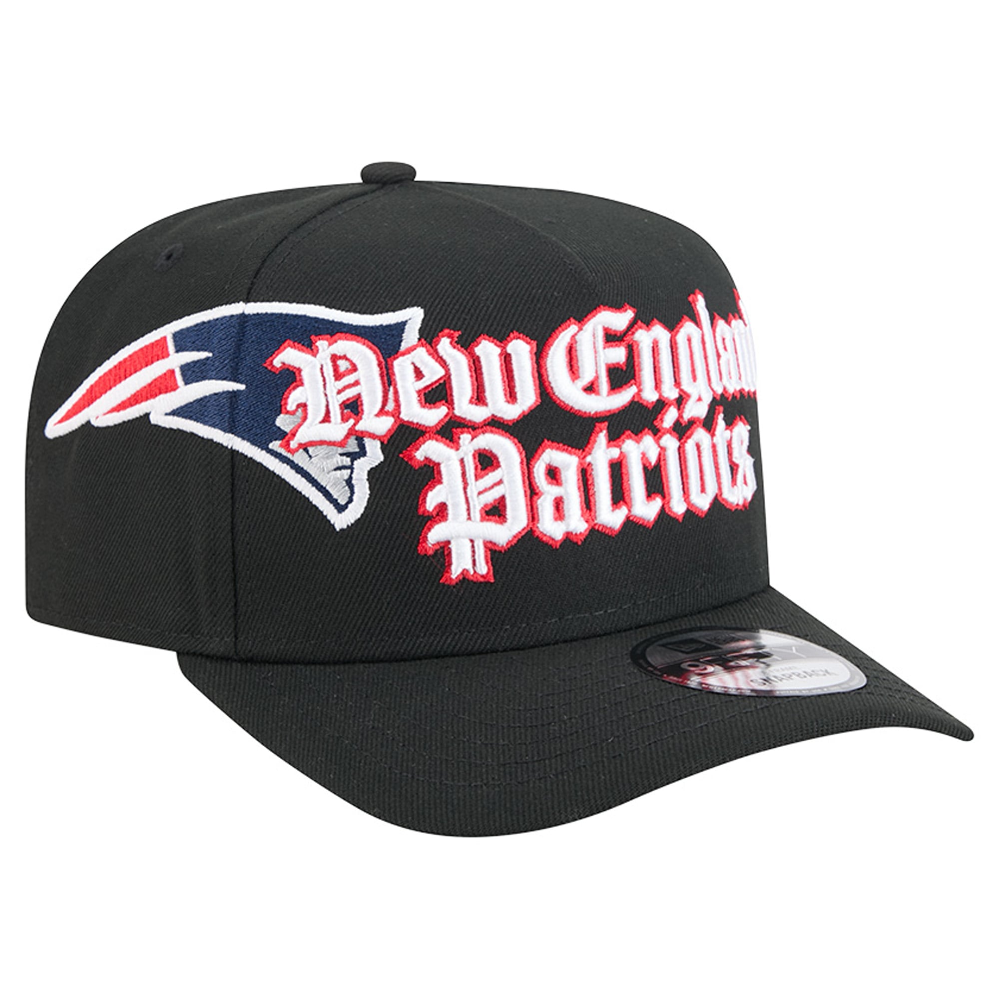 Casquette snapback New Era 9FIFTY noire pour homme, modèle Proud A-Frame, aux couleurs des New England Patriots.