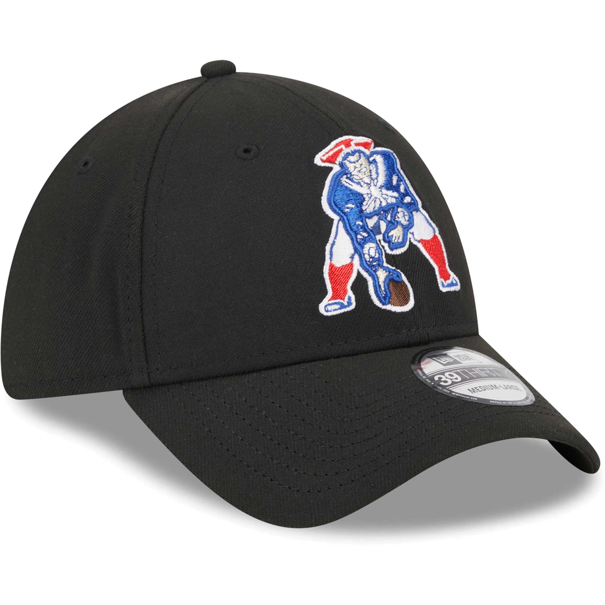 Men's New Era Black England Patriots Throwback Main 39THIRTY Flex Hat
