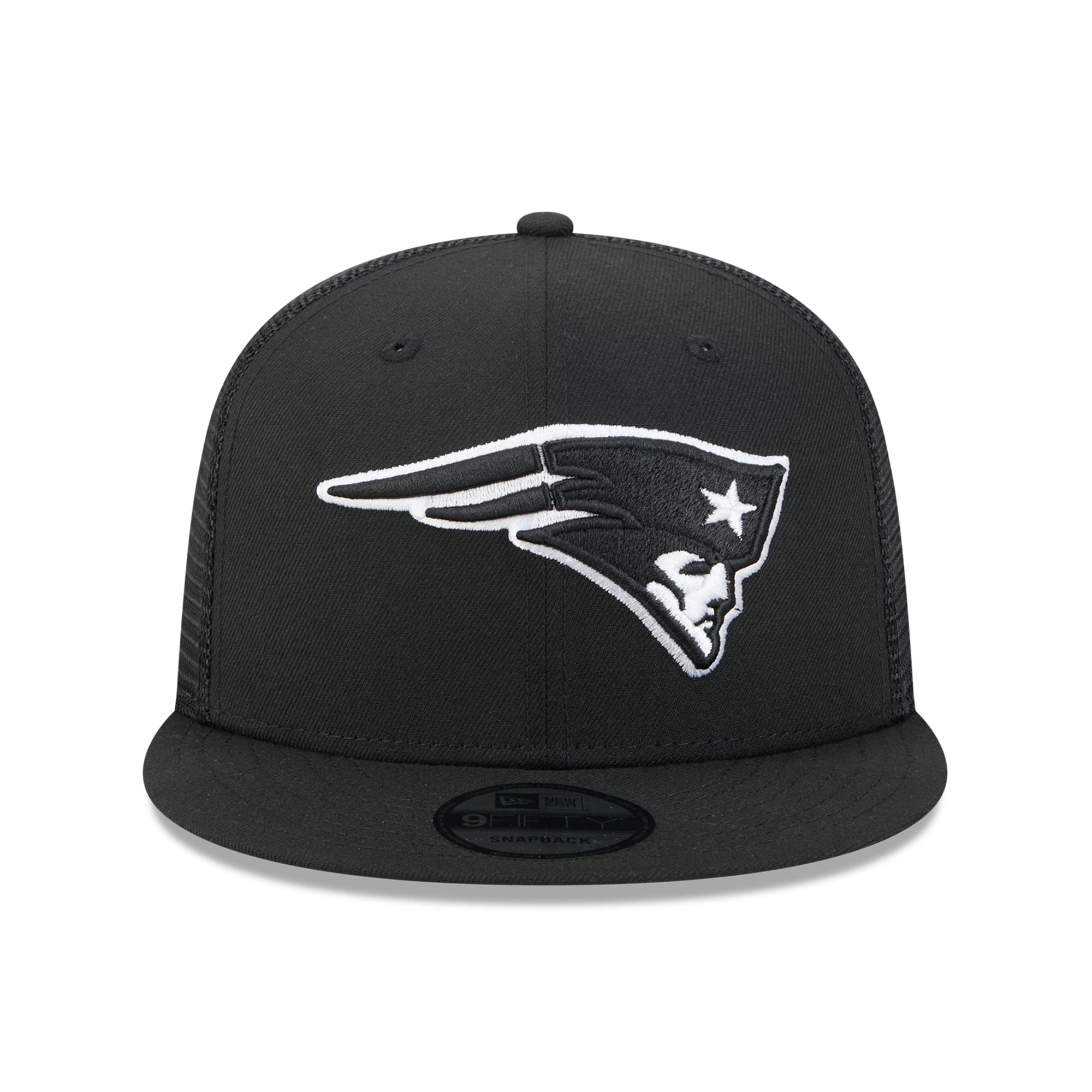Casquette trucker snapback New Era 9FIFTY New England Patriots noire et blanche pour homme
