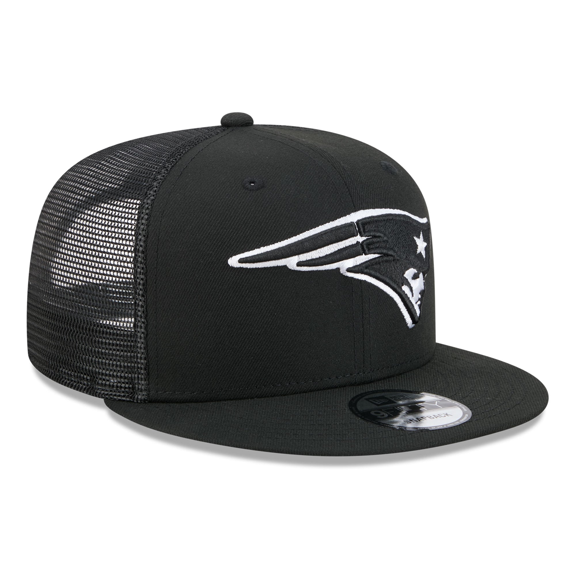 Casquette trucker snapback New Era 9FIFTY New England Patriots noire et blanche pour homme