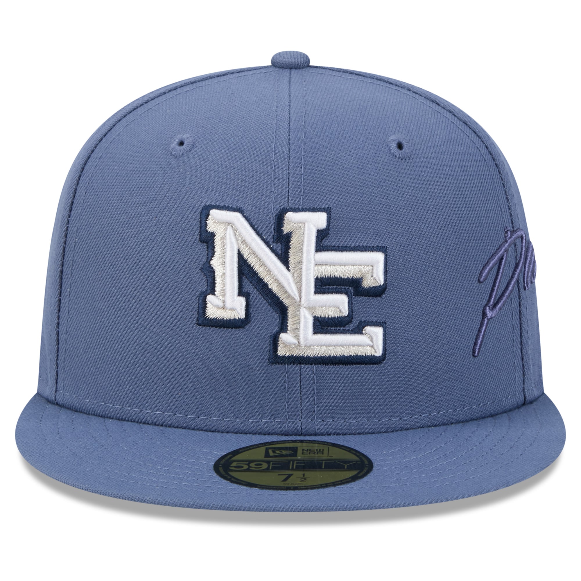 Men's New Era Blue England Patriots Rivalries Collection Fan Pack Side Script 59FIFTY Fitted Hat