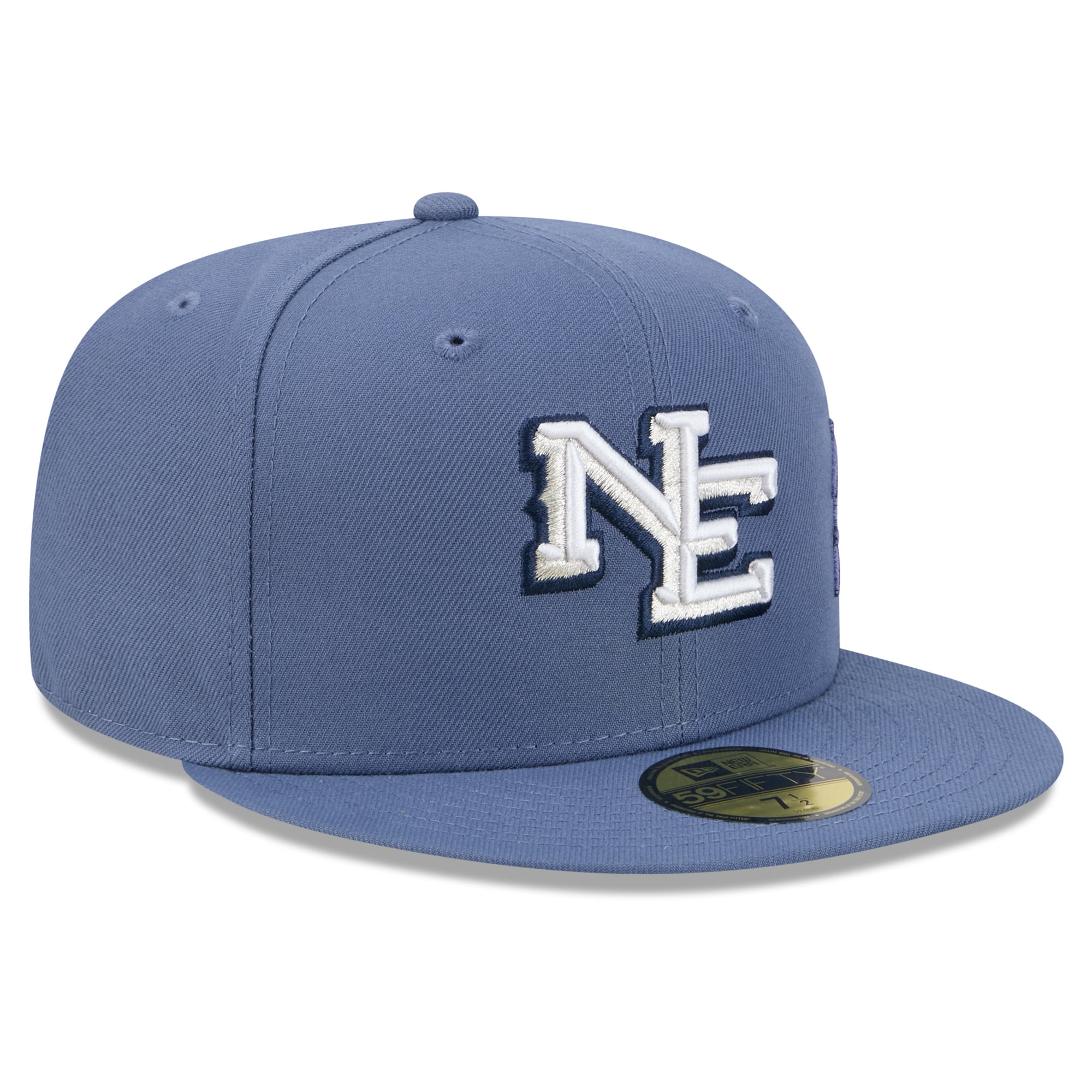 Men's New Era Blue England Patriots Rivalries Collection Fan Pack Side Script 59FIFTY Fitted Hat