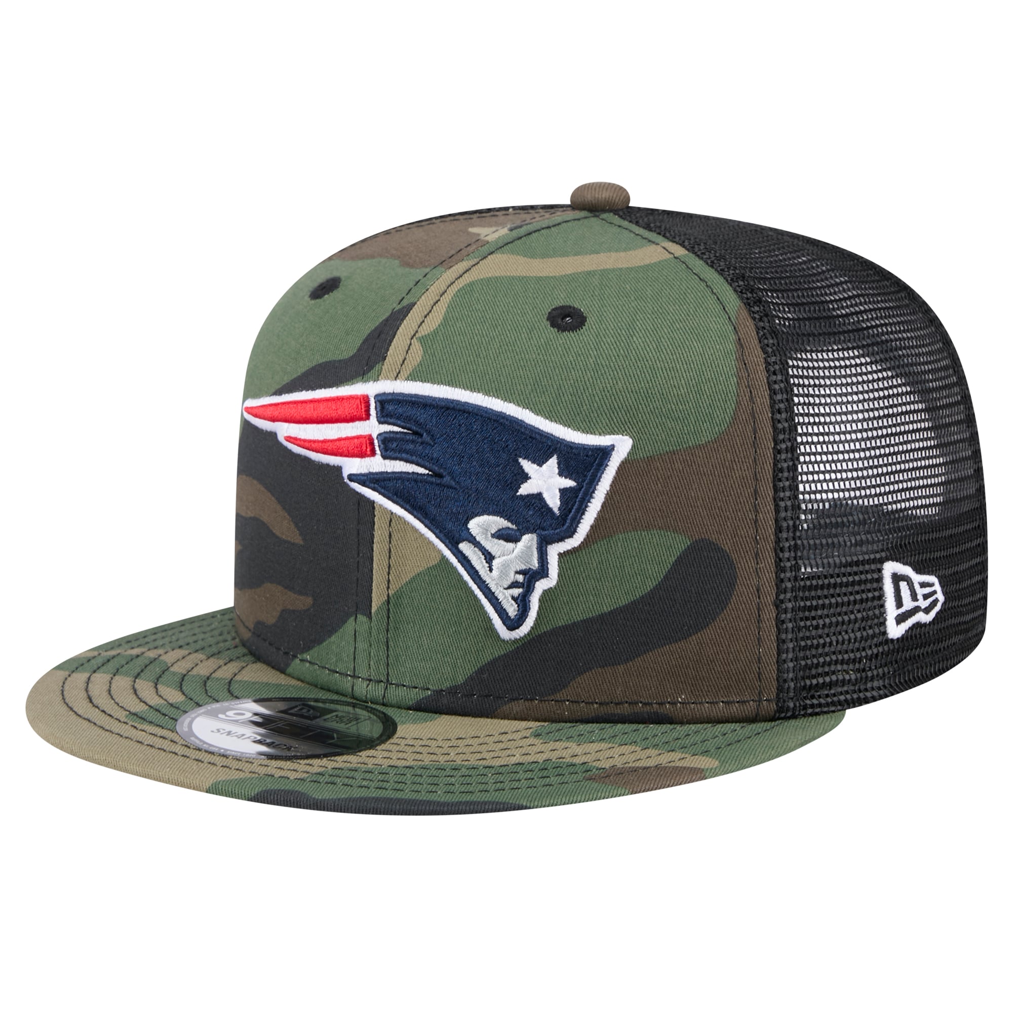Casquette à visière à pression New Era Camo New England Patriots Main Trucker 9FIFTY pour homme