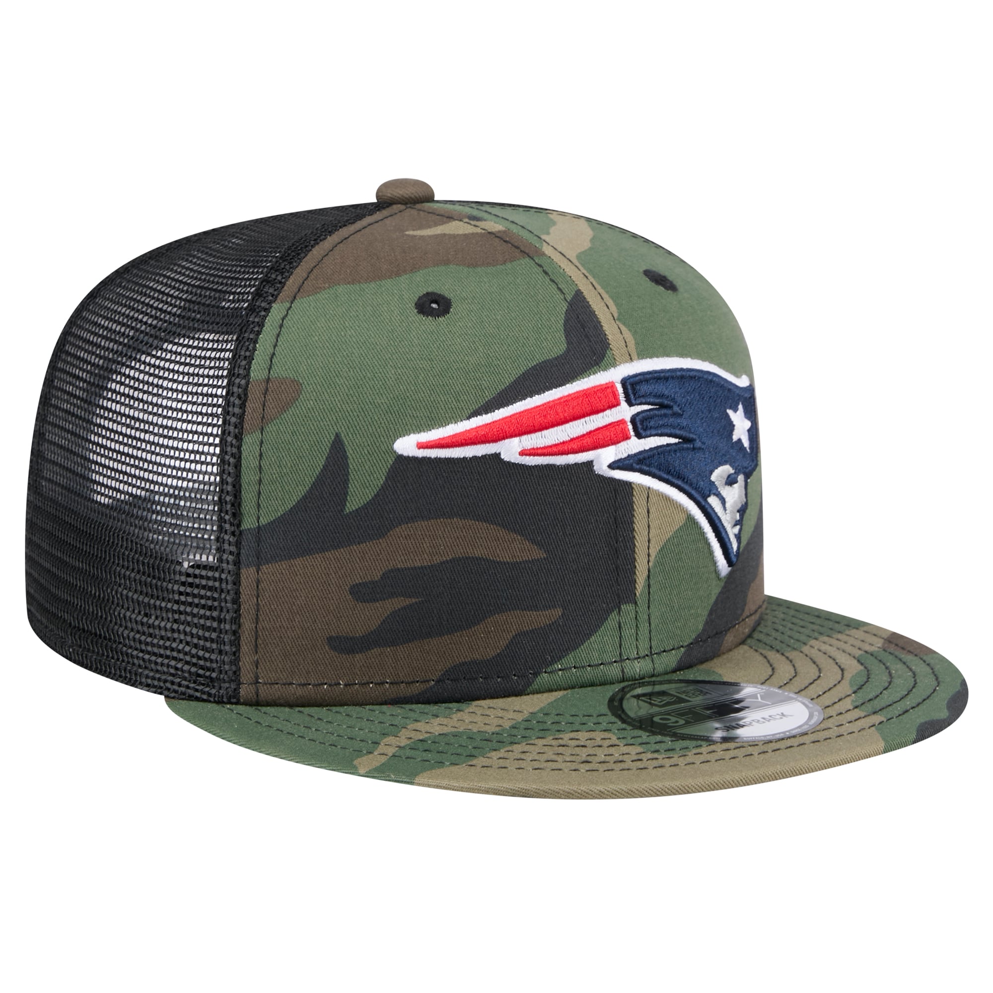 Casquette à visière à pression New Era Camo New England Patriots Main Trucker 9FIFTY pour homme