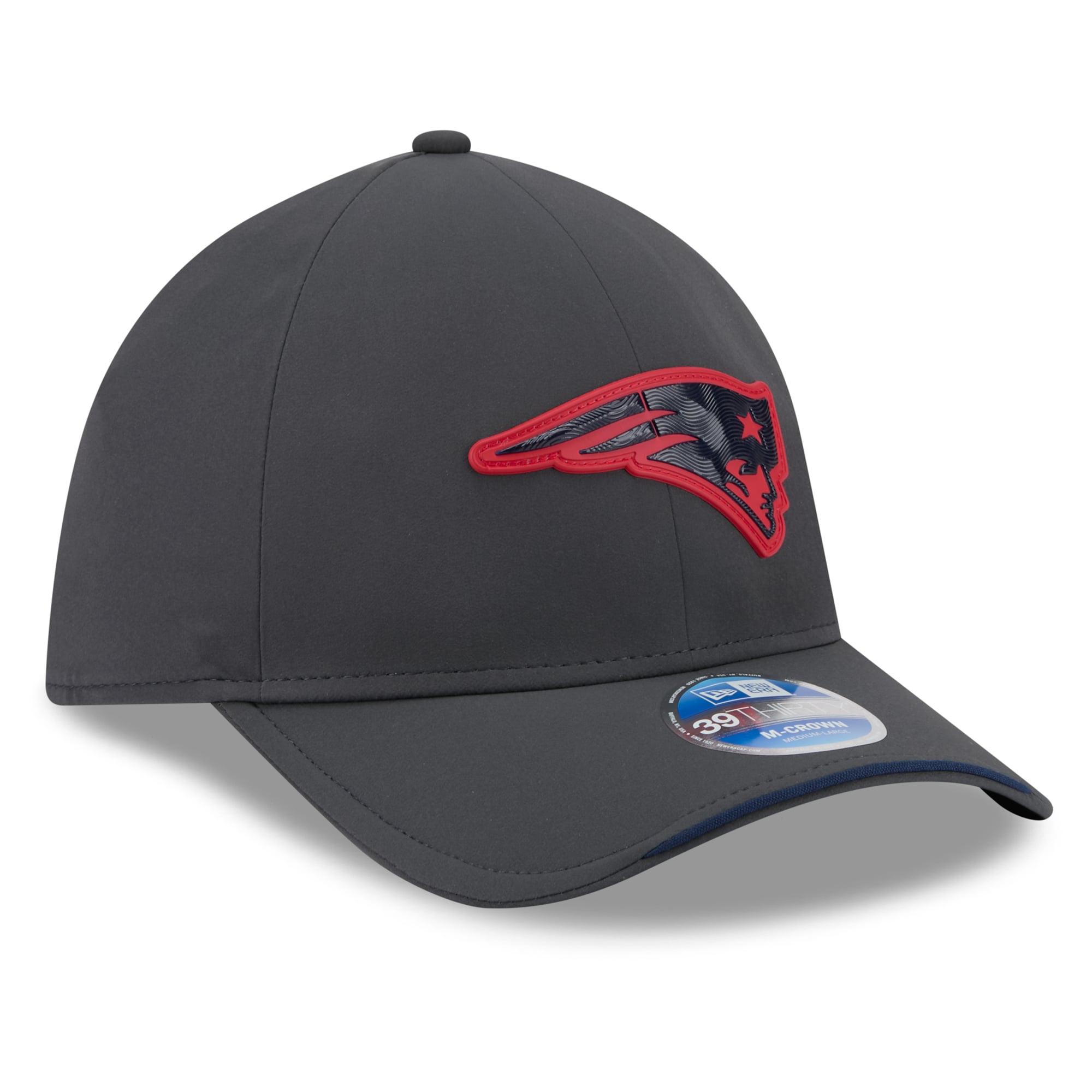 Casquette extensible New Era 39THIRTY M-Crown, couleur anthracite, pour homme, England Patriots 2026, idéale les temps froids.