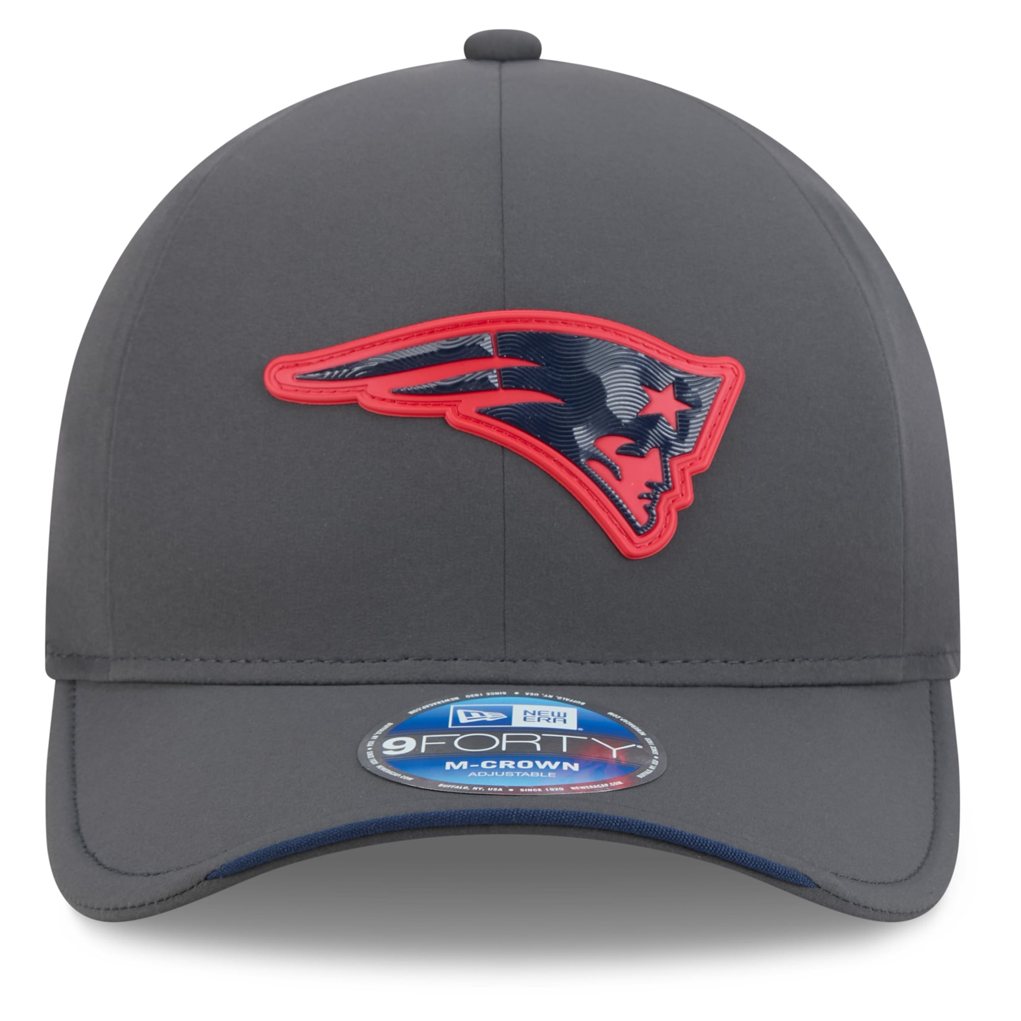 Casquette ajustable New Era 9FORTY M-Crown pour homme, couleur anthracite, New England Patriots 2026, idéale pour les temps froids.