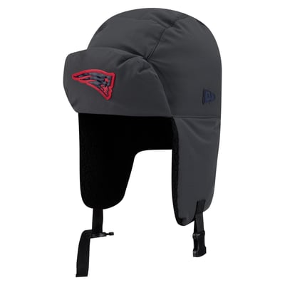 New England Patriots New Era 2026 Sideline Cold Weather  Trapper Hat - Charcoal