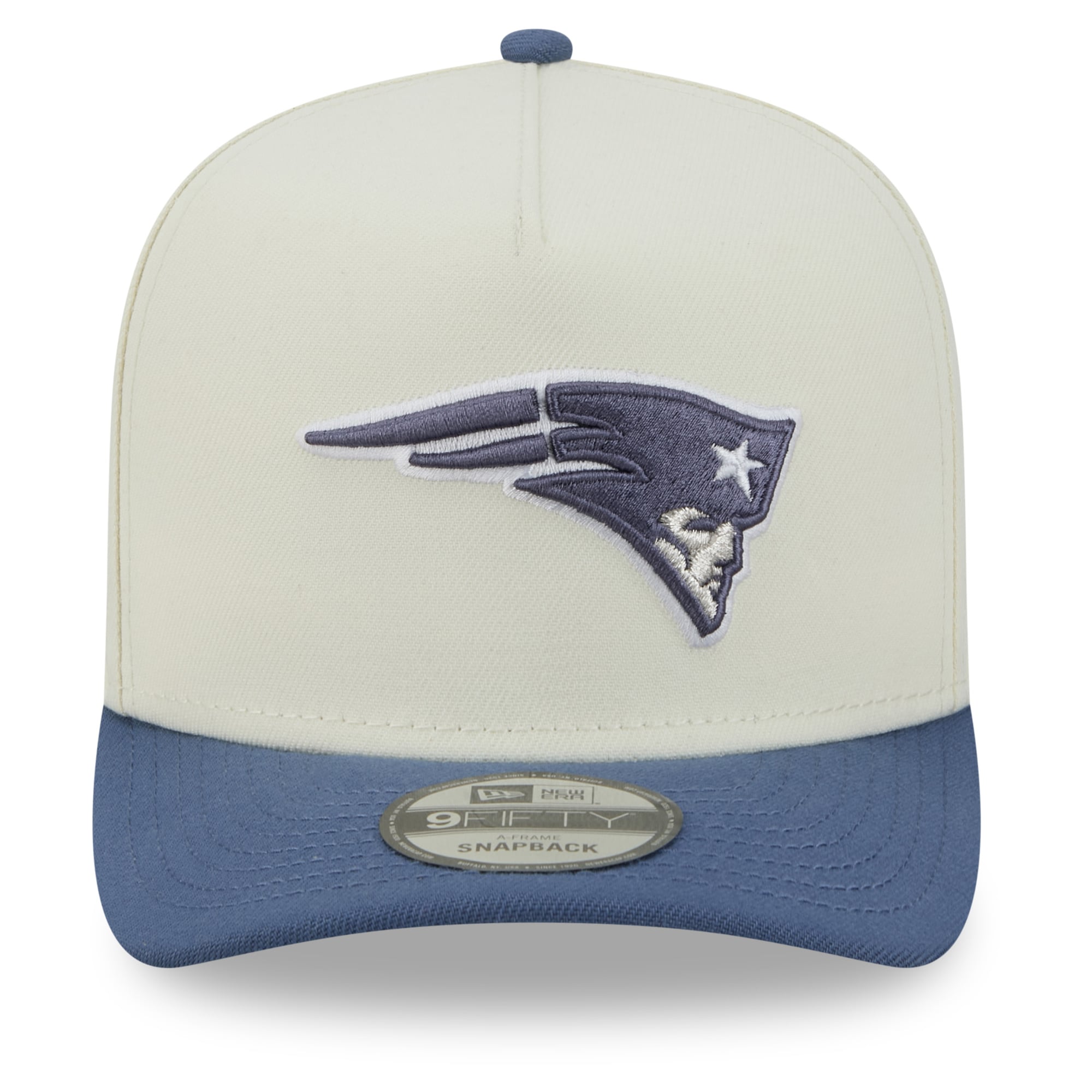 Men's New Era Cream New England Patriots Rivalries Collection Fan Pack A-Frame 9FIFTY Snapback Hat