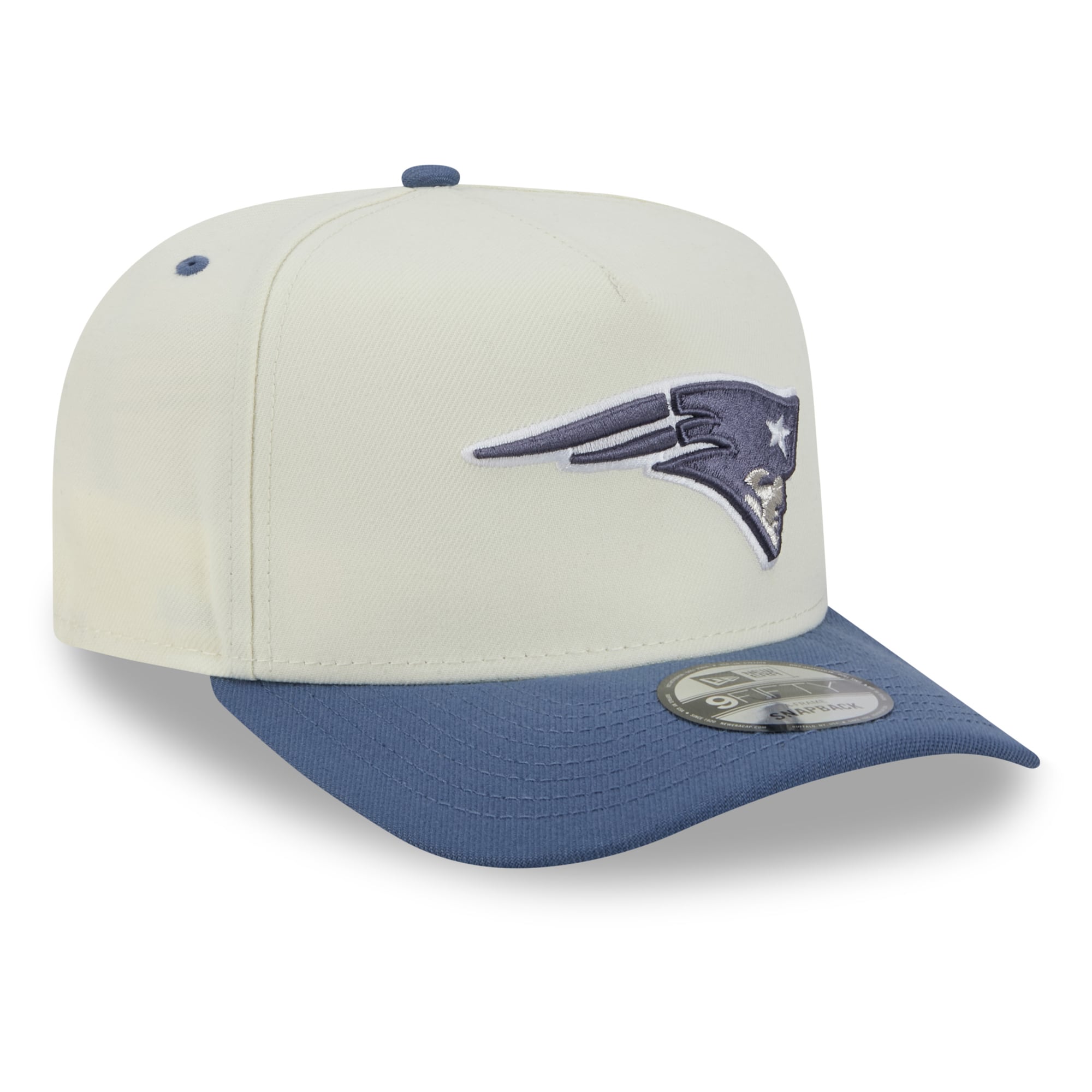 Men's New Era Cream New England Patriots Rivalries Collection Fan Pack A-Frame 9FIFTY Snapback Hat
