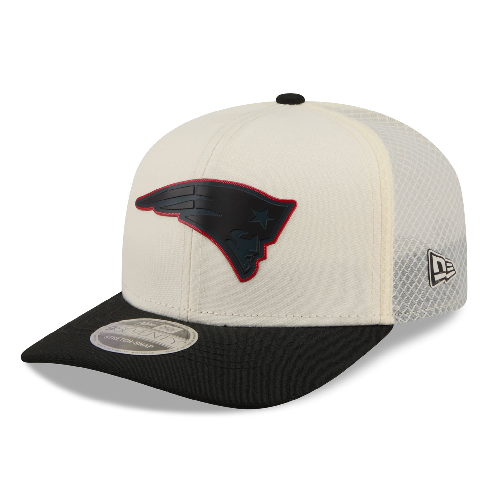 Casquette ajustable New Era 9SEVENTY crème/noir New England Patriots pour homme