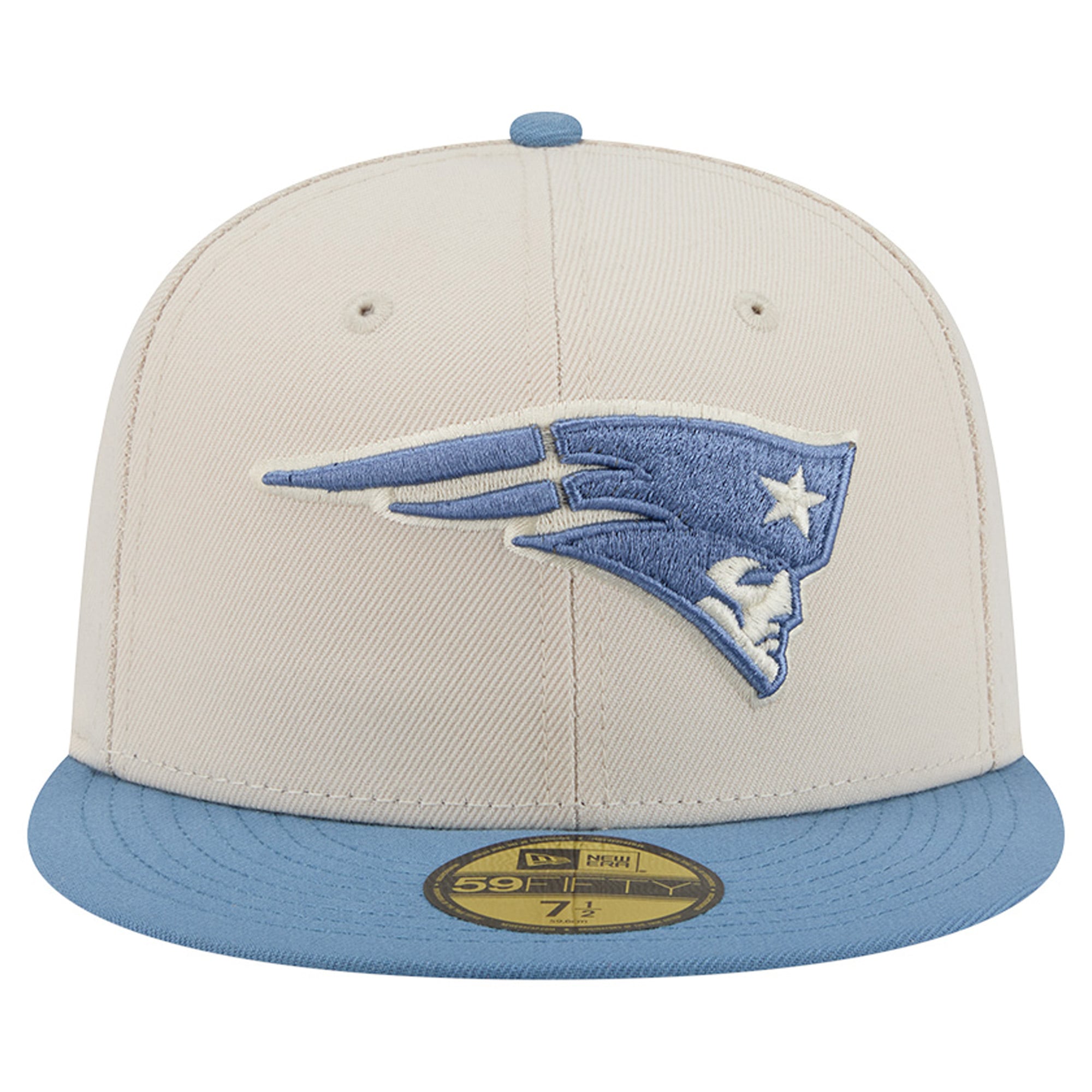 Casquette ajustée New Era 59FIFTY crème/bleue pour homme, coloris England Patriots