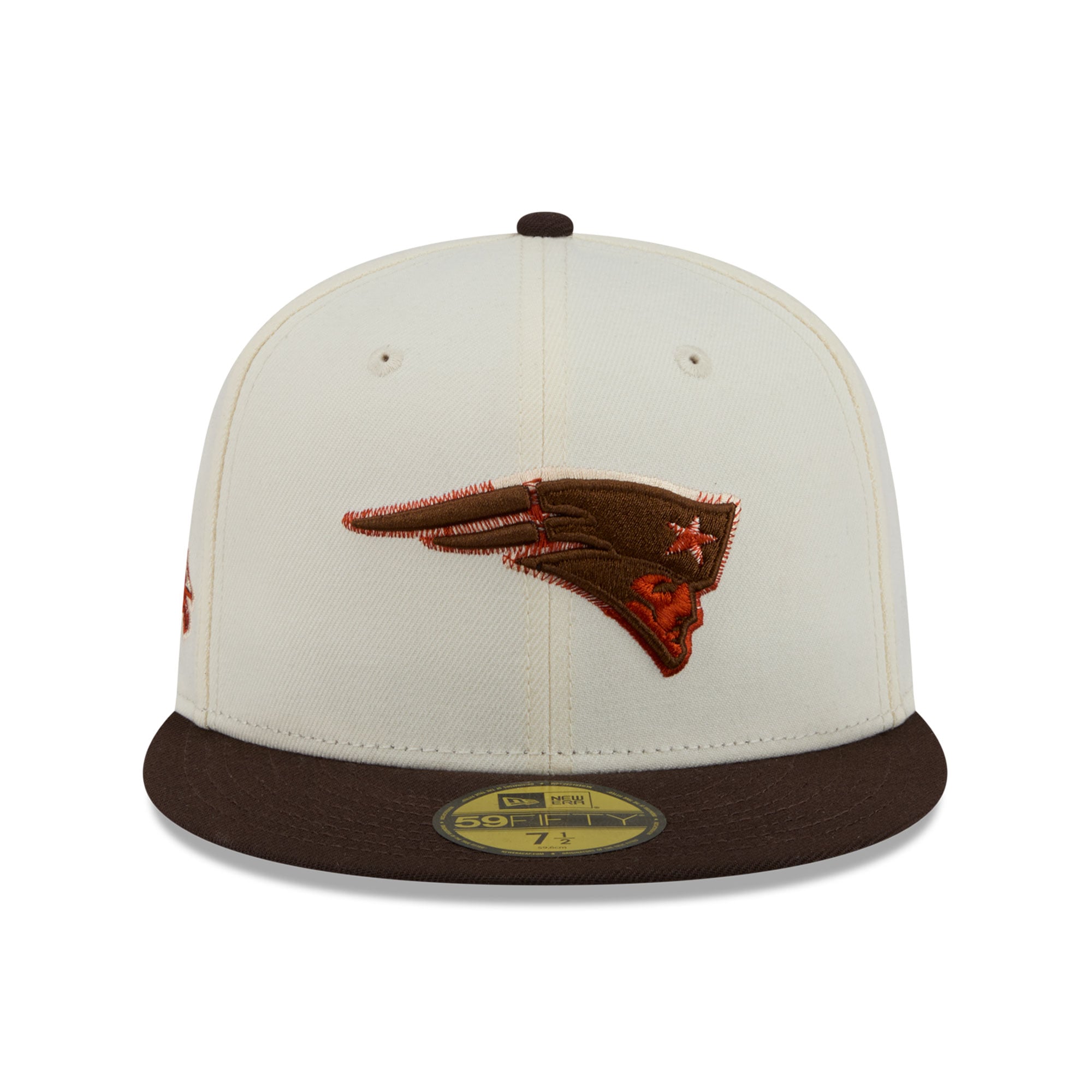 Men's New Era Cream/Brown England Patriots Pumpkin Spice 59FIFTY Fitted Hat