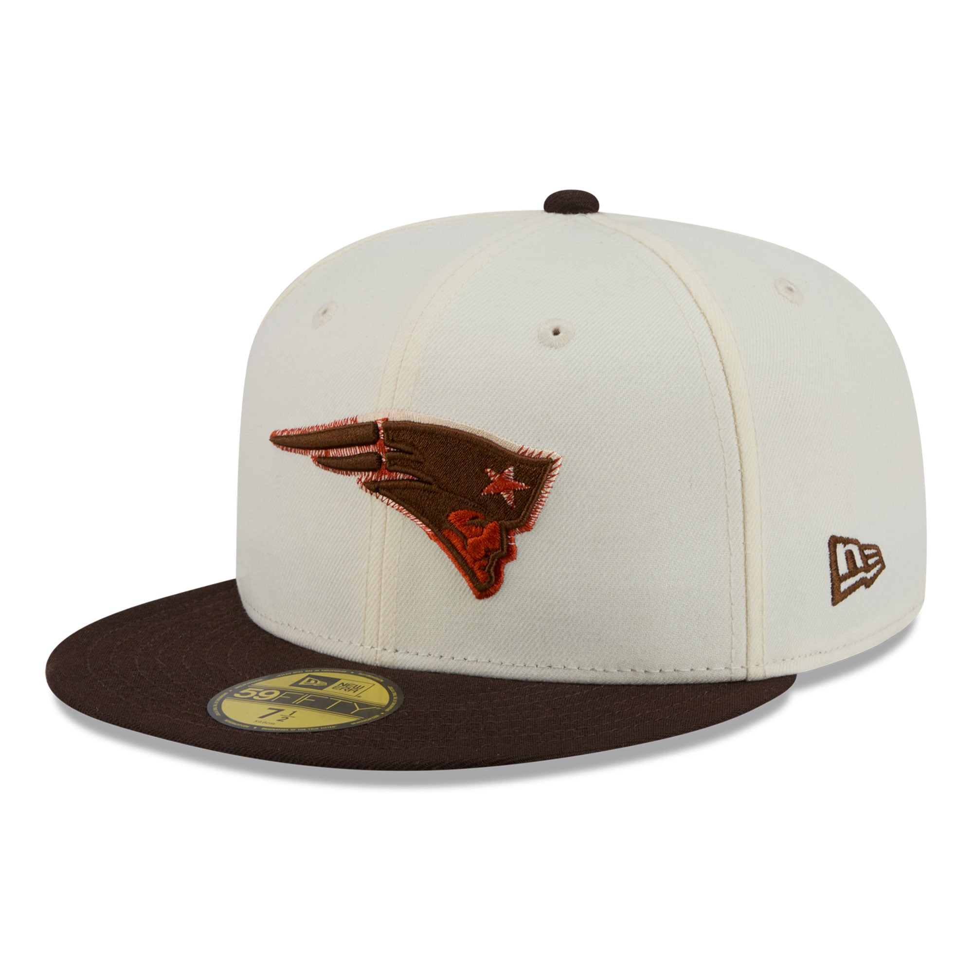 Men's New Era Cream/Brown England Patriots Pumpkin Spice 59FIFTY Fitted Hat