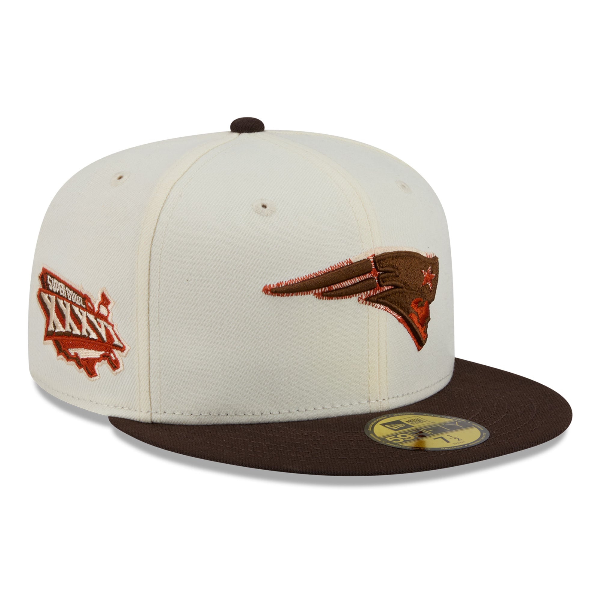 Men's New Era Cream/Brown England Patriots Pumpkin Spice 59FIFTY Fitted Hat